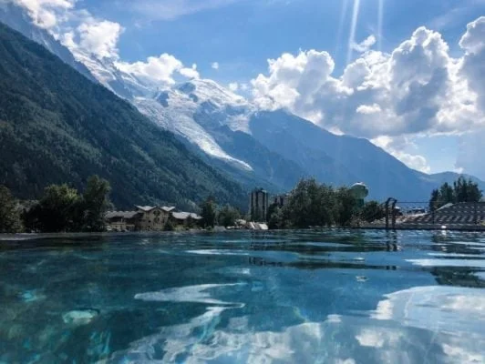 View of Mont Blac from spa in Chamonix