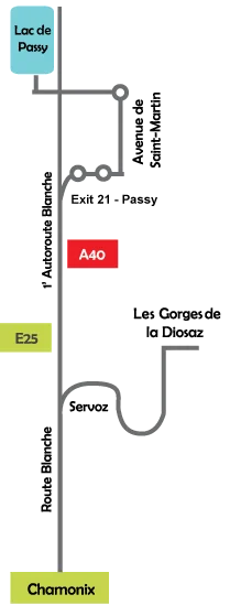directions to Passy and Gorges de la Diosaz