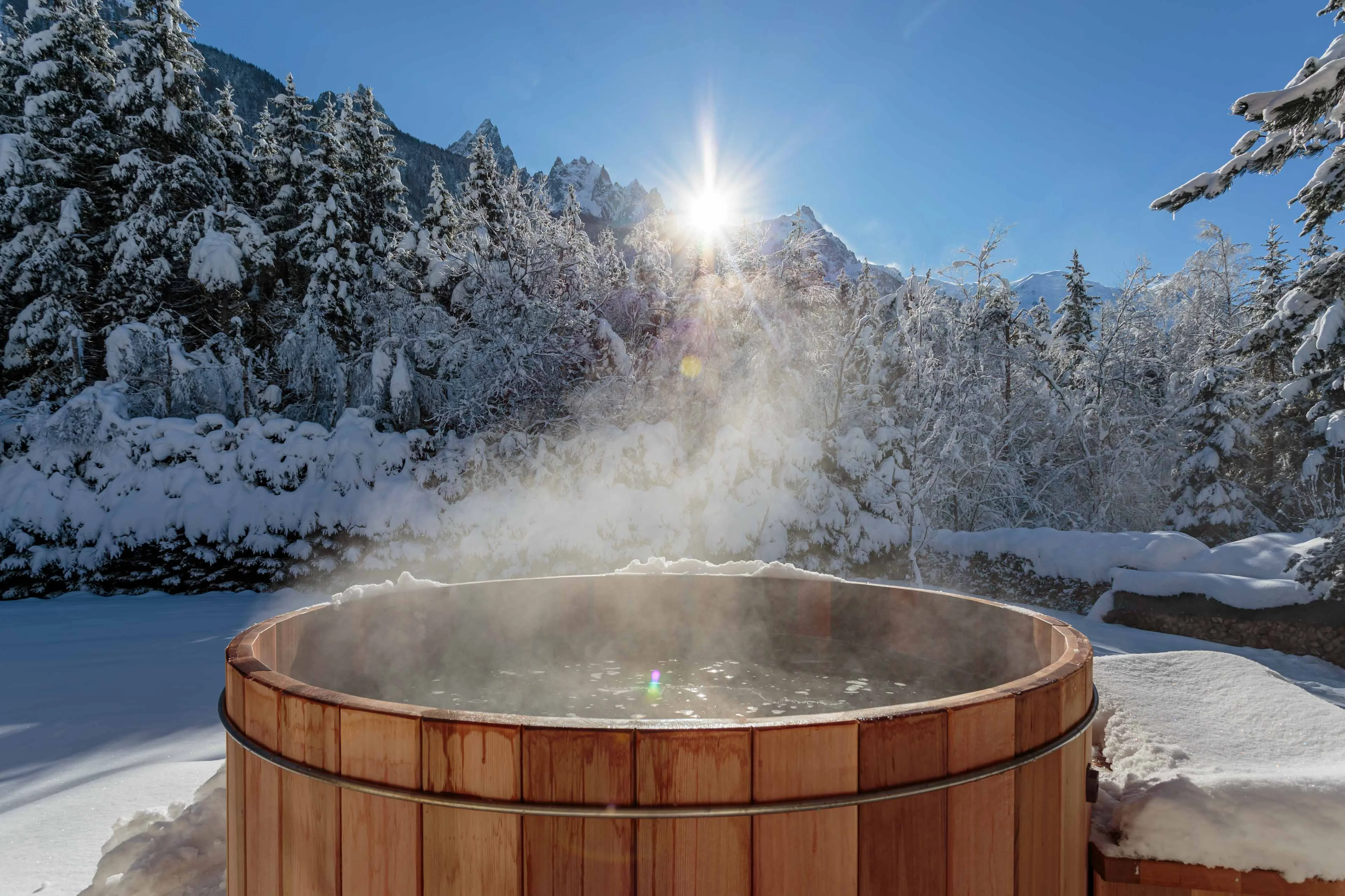 Bain nordique dans un chalet à Chamonix