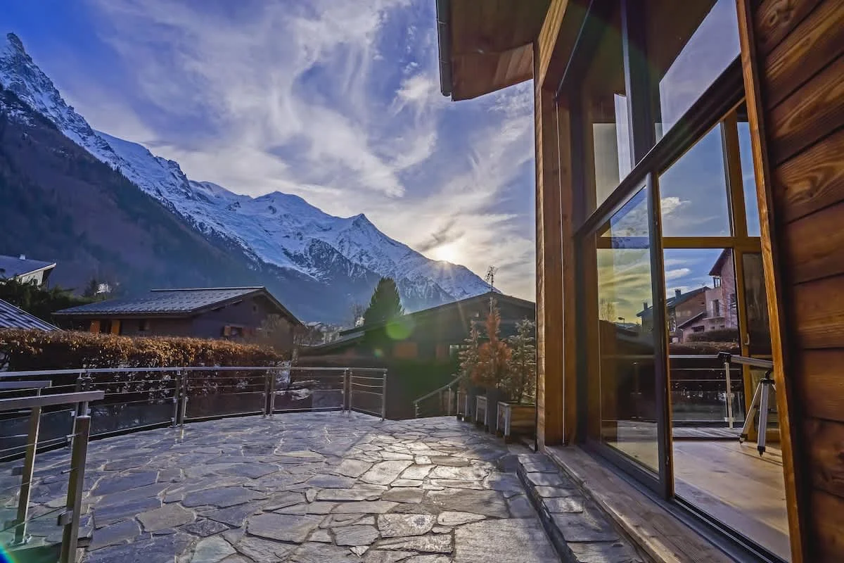 Patio overlooking Mont Blanc Massif