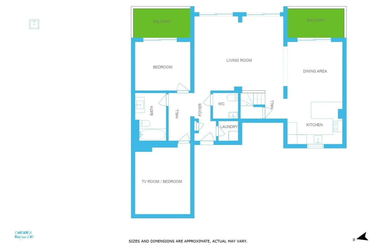 La Cordee 221 Penthouse floorplan - lower floor