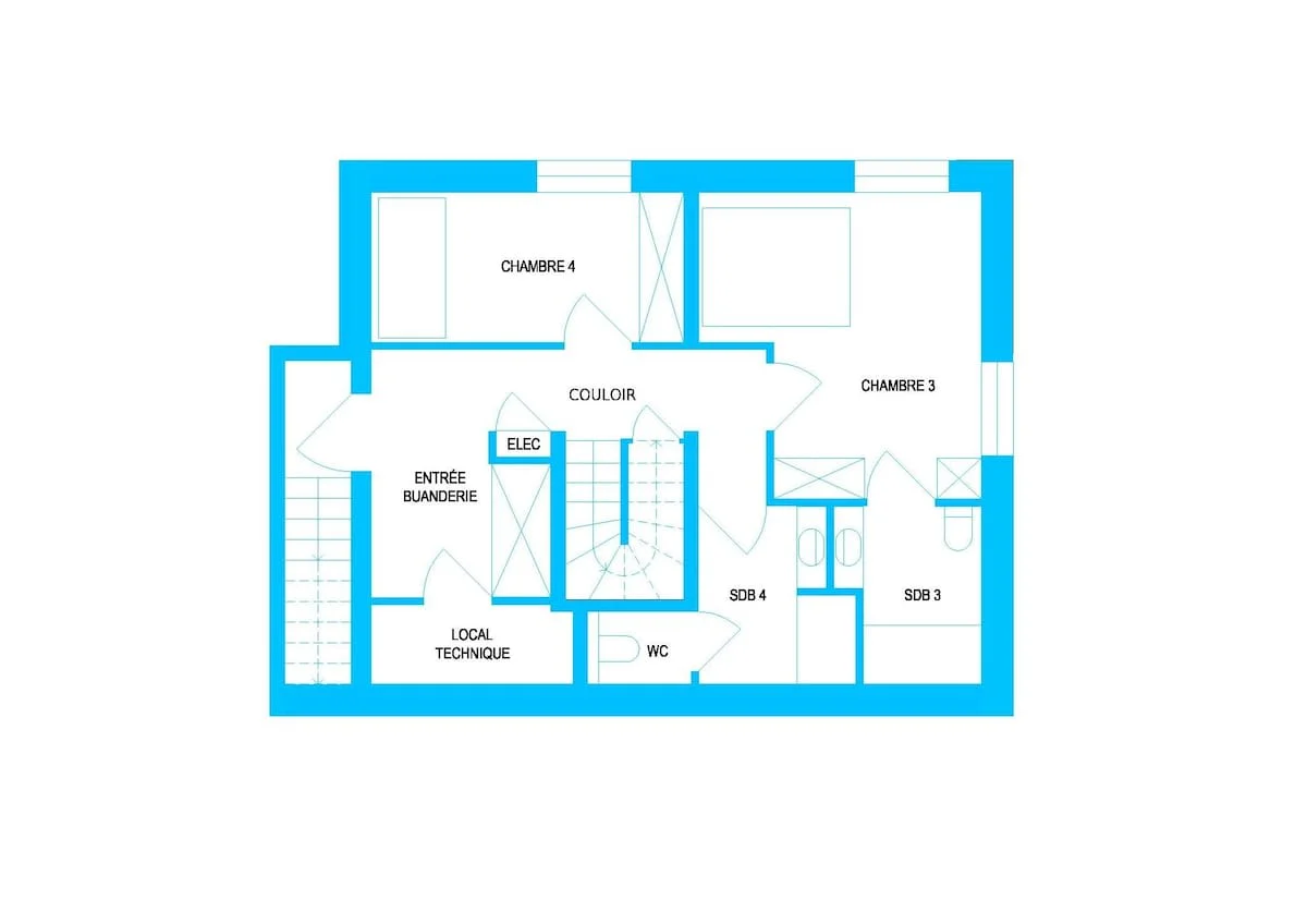 Lower ground floor floorplan - 2 bedrooms & 2 bathrooms