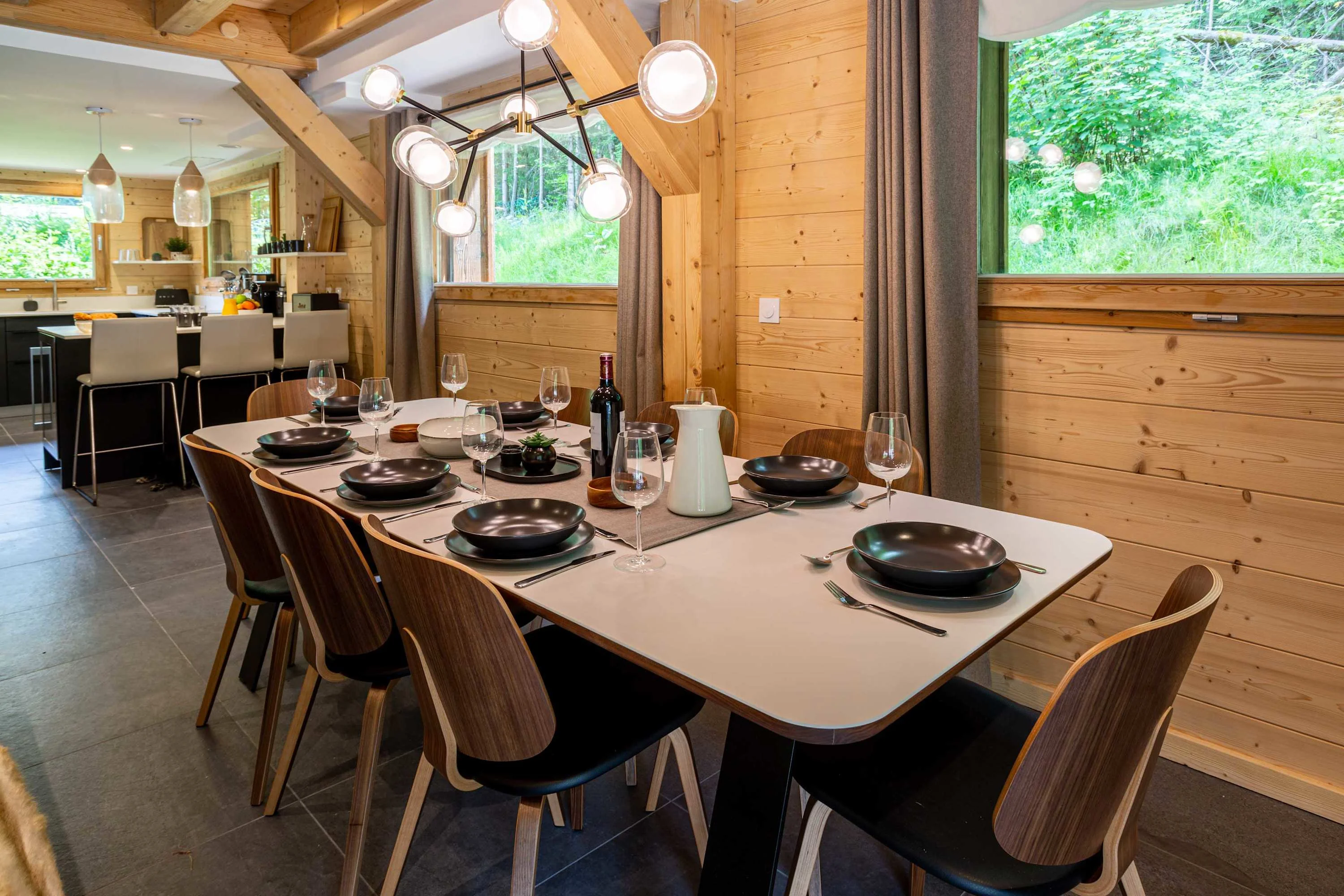 Dining table comfortably seats 8
