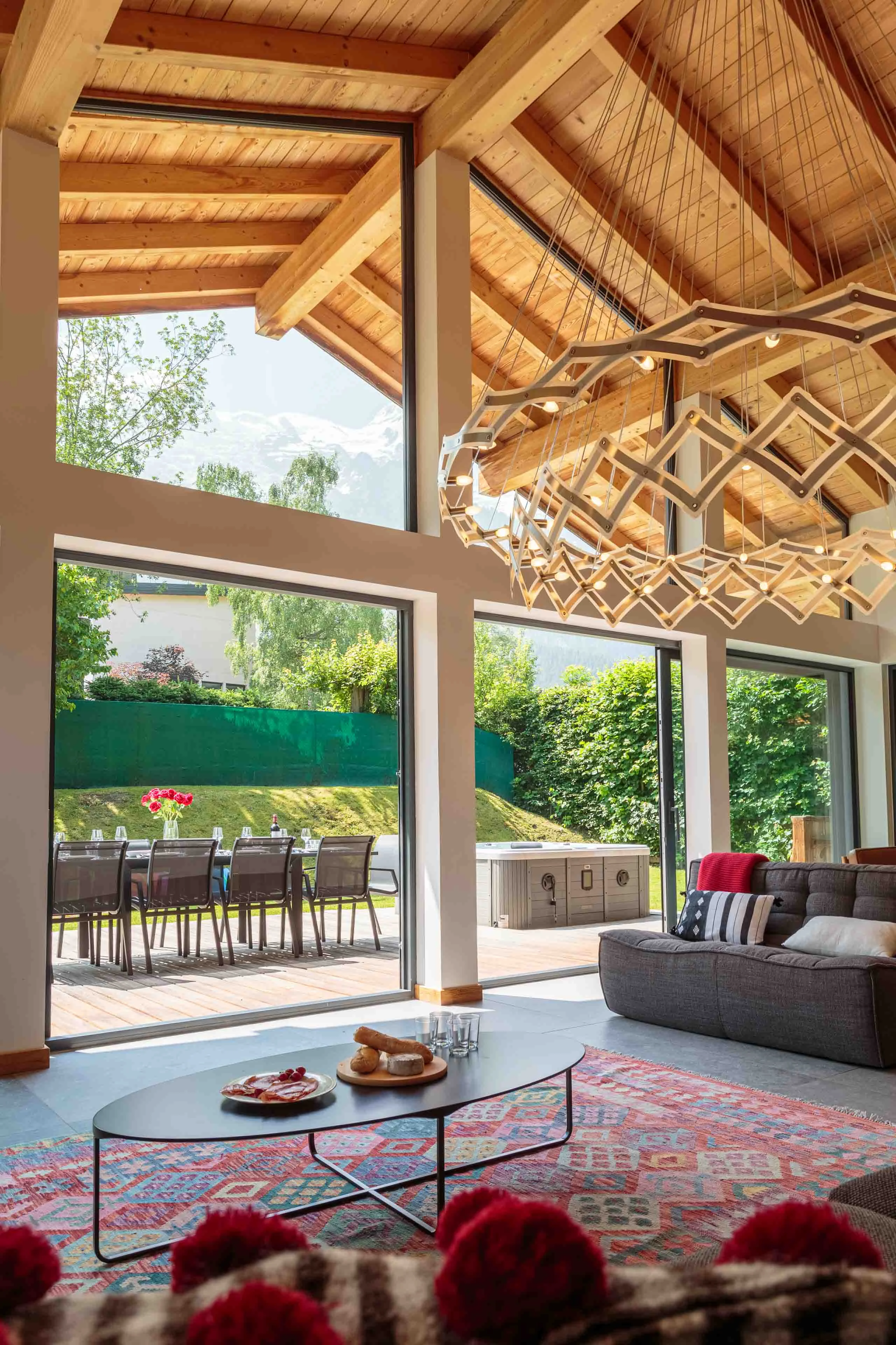 Living room with floor to ceiling windows