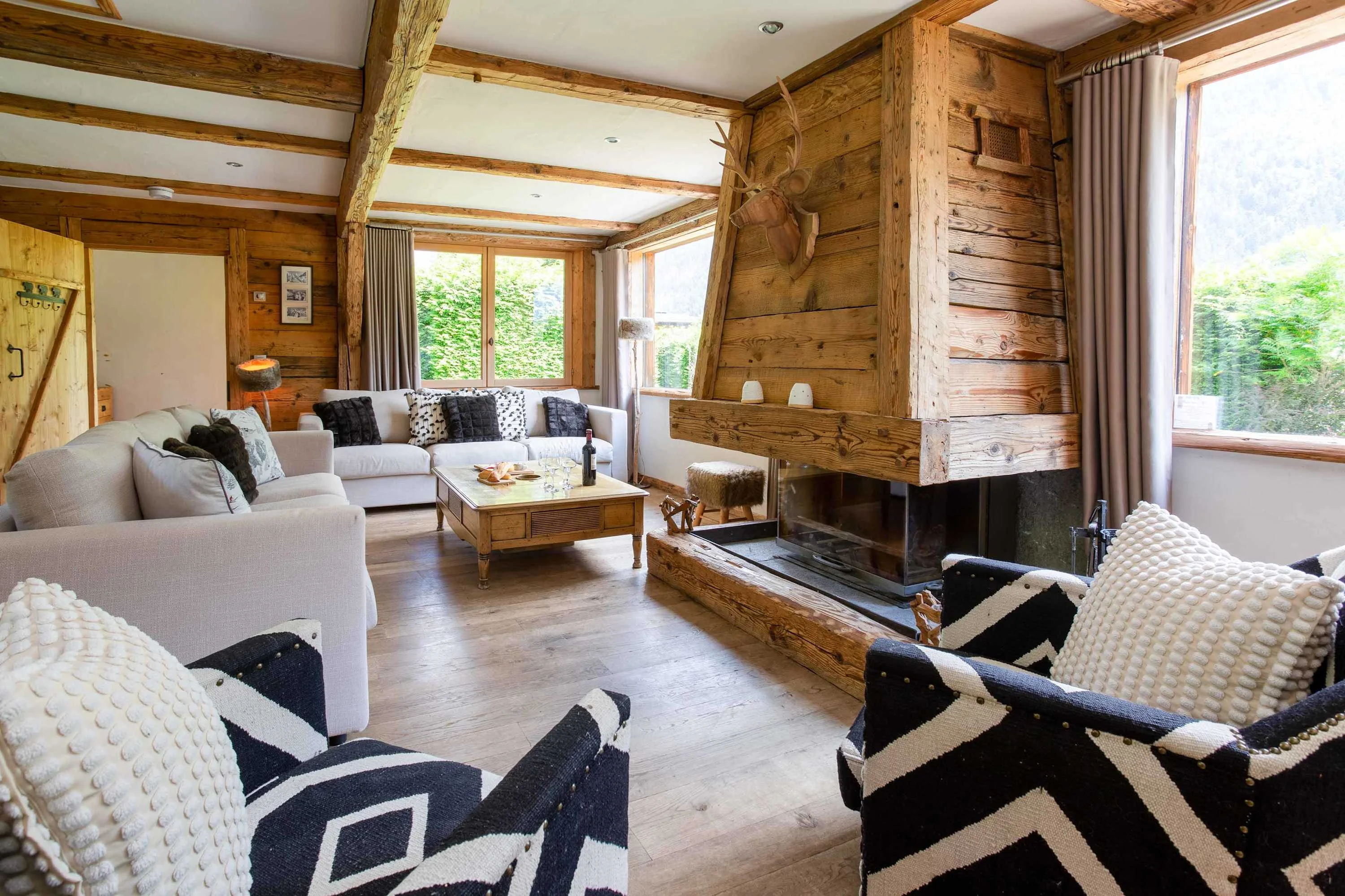 Large lounge area with fireplace