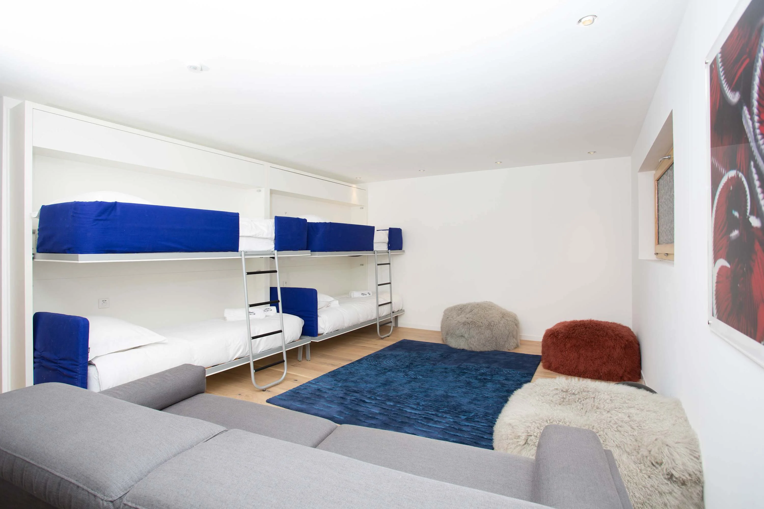 5th bedroom / cinema room has 4 adult-sized bunk beds