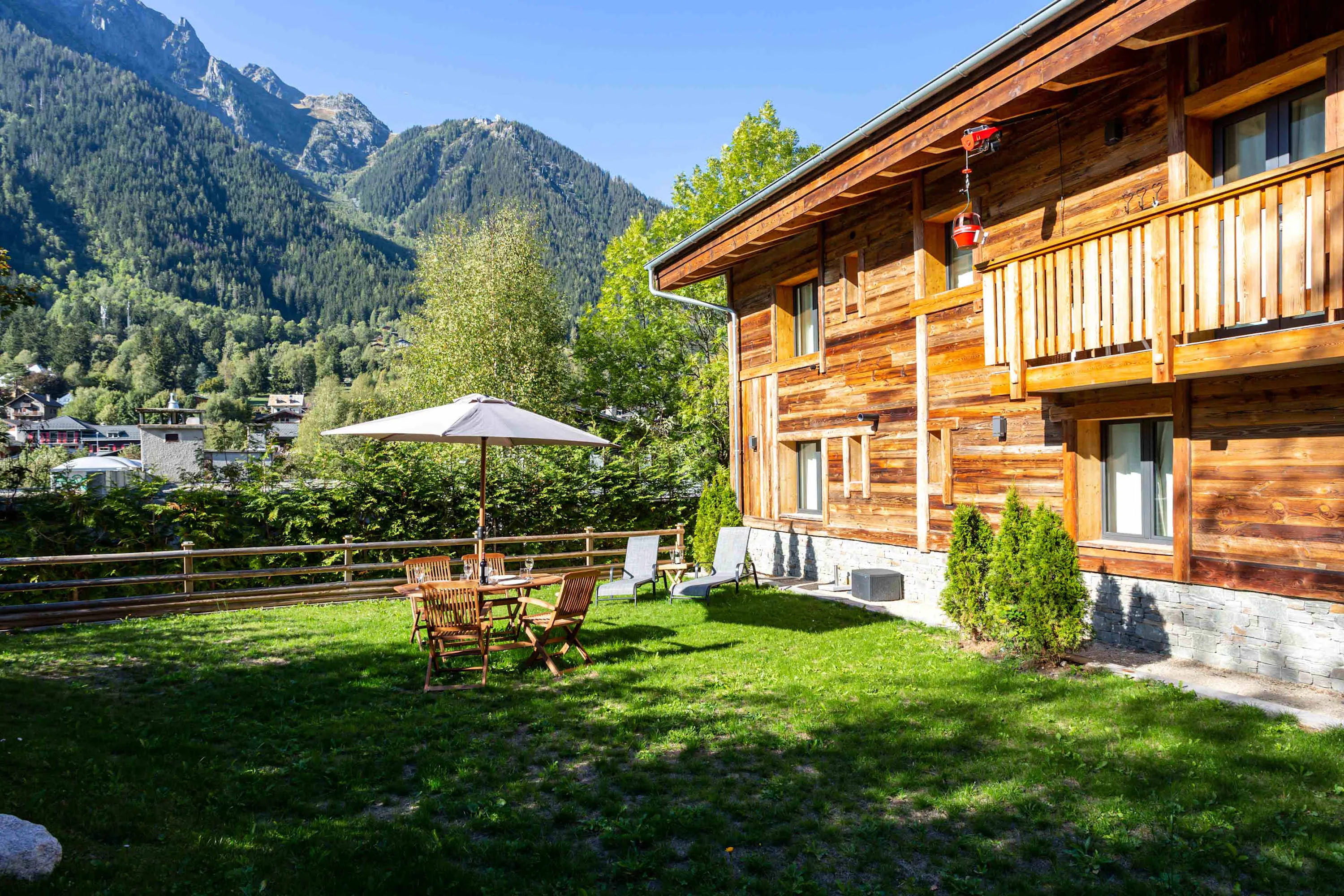 Chalet des Amis gardens with mountain views
