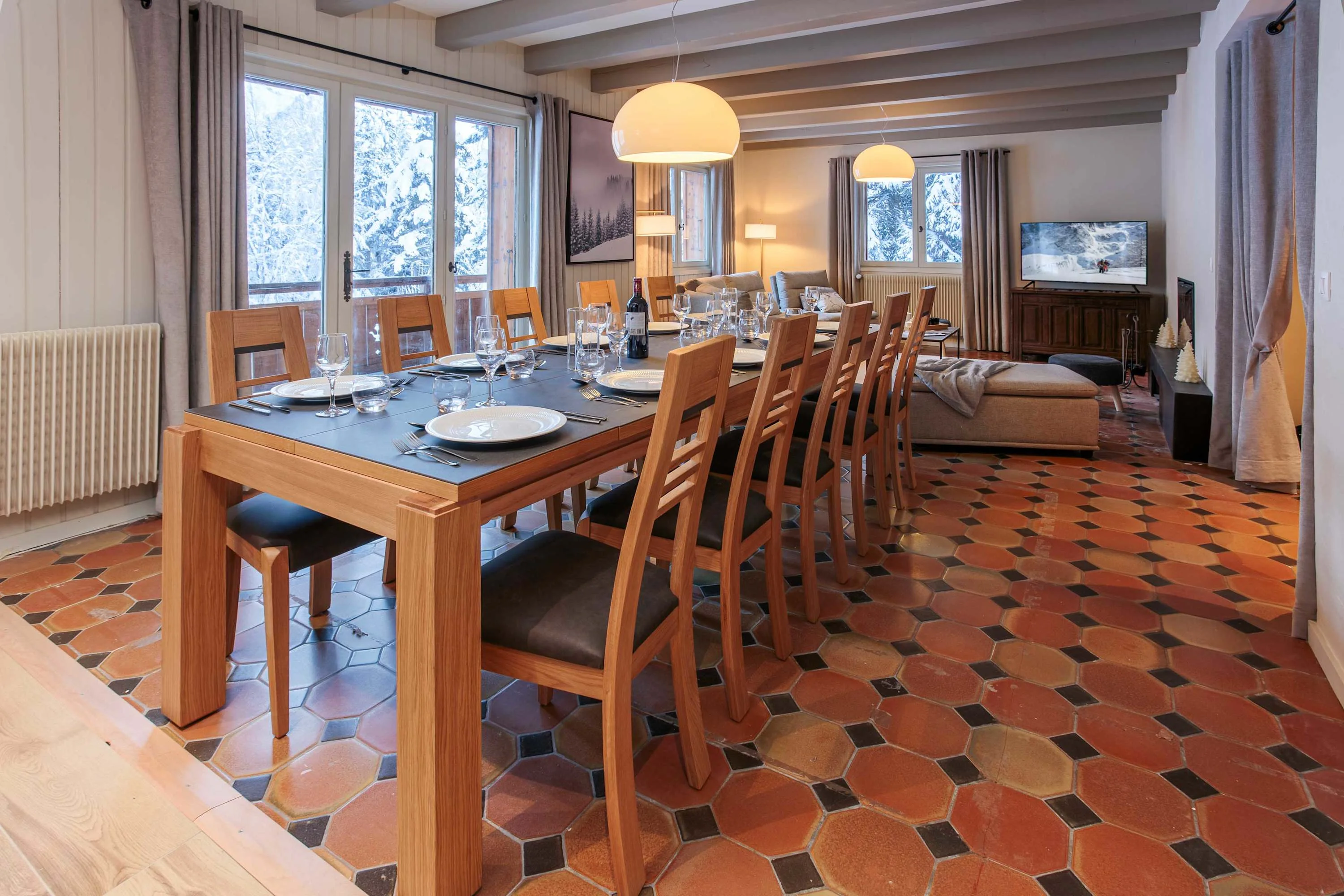 Dining table seats 12