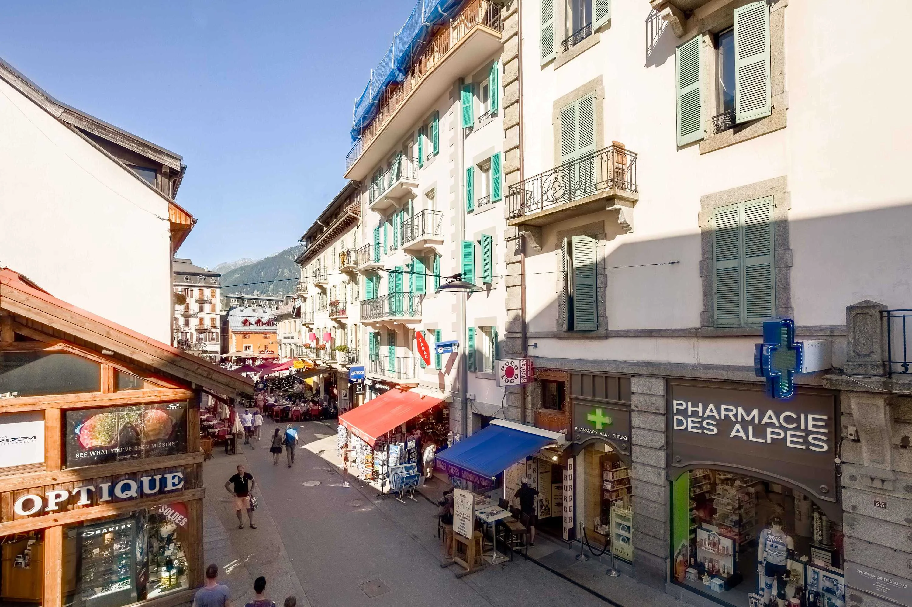 Street view by apartment building