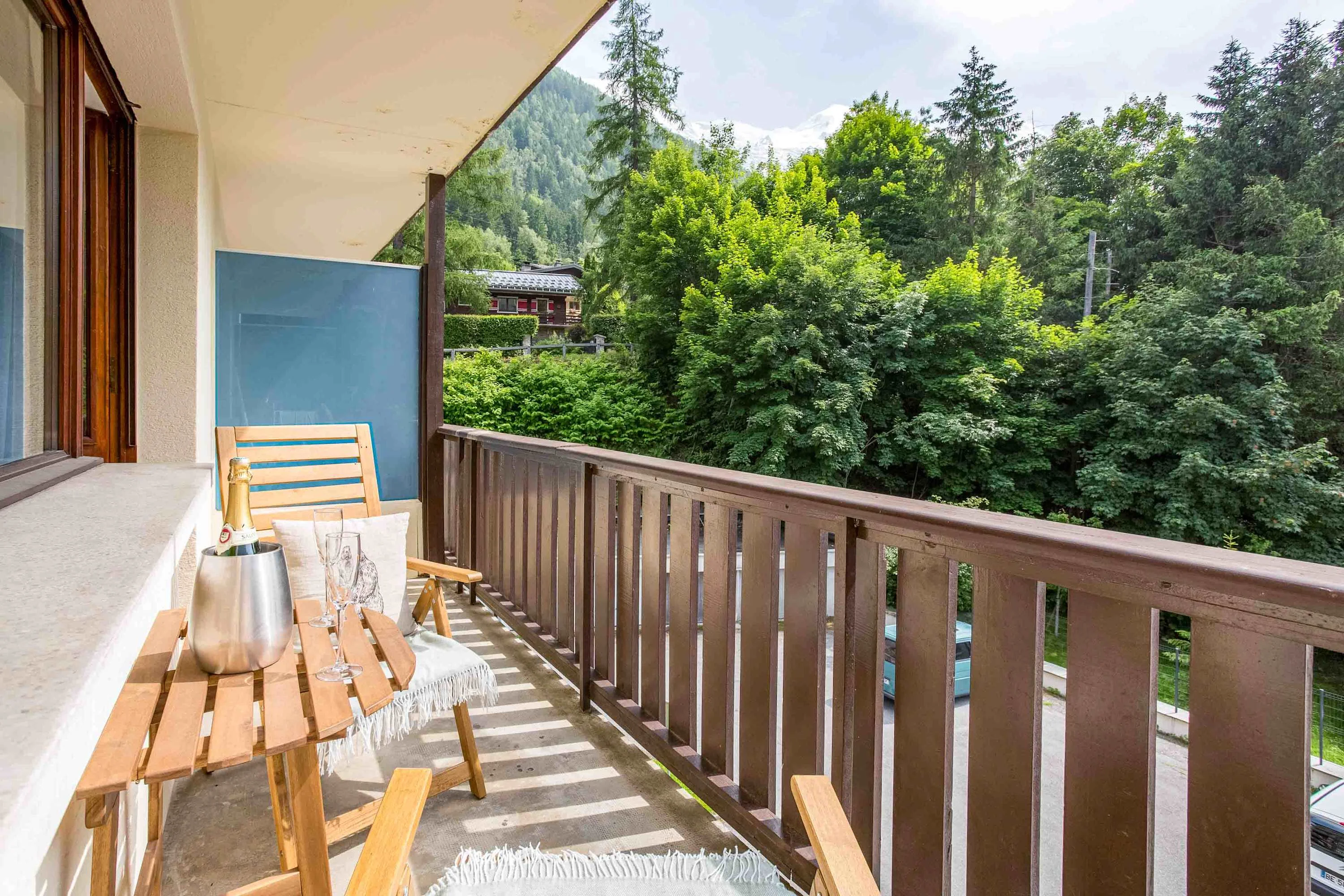 Balcony off the living room with Mont Blanc views