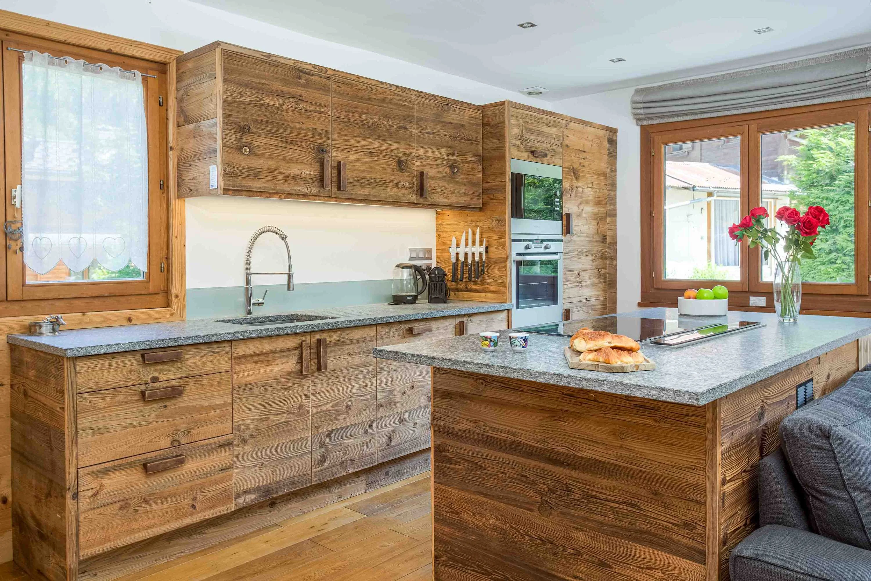 Catch the view of the Aiguille du Midi as you cook