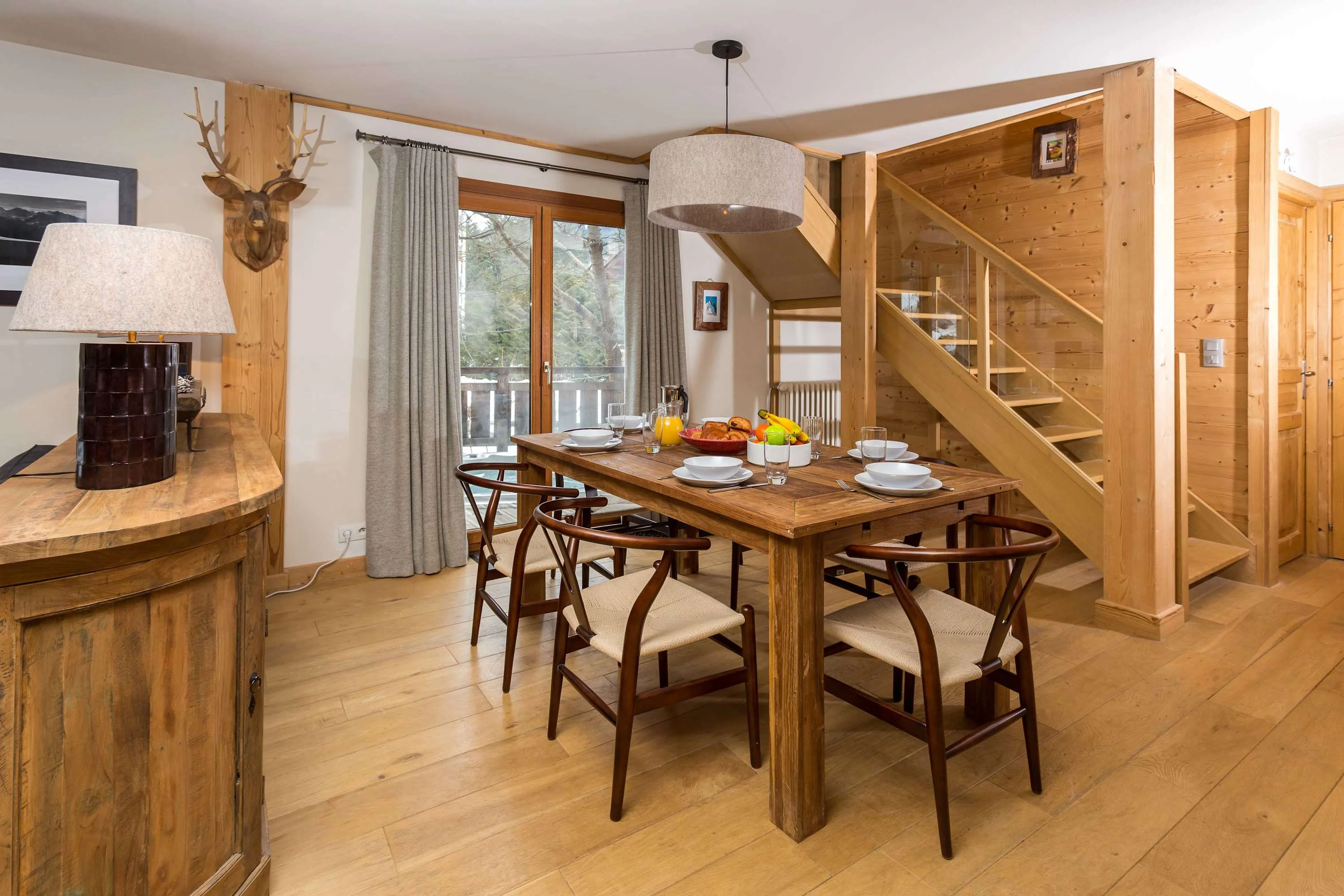 Dining area with French doors onto the terrace