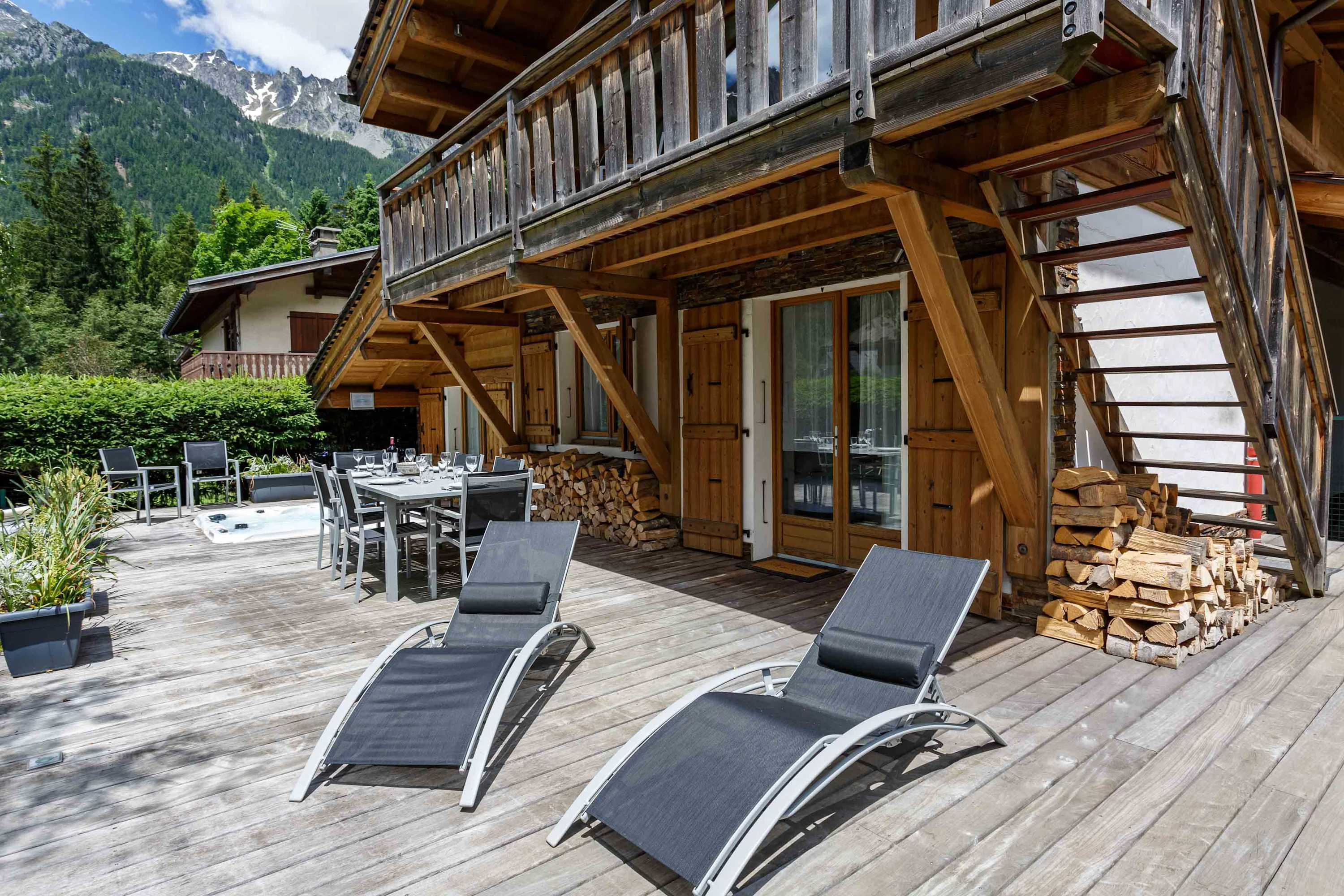 Decking and hot tub