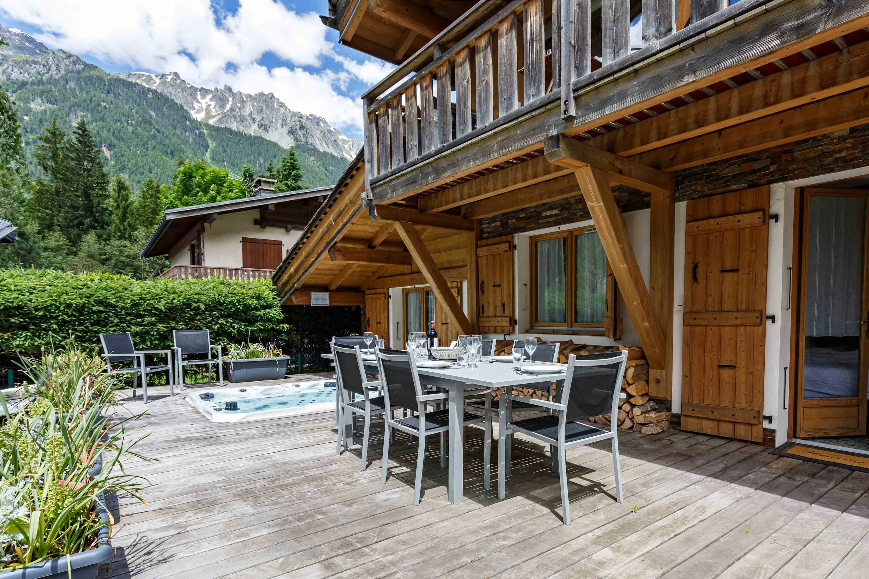 Decking and hot tub
