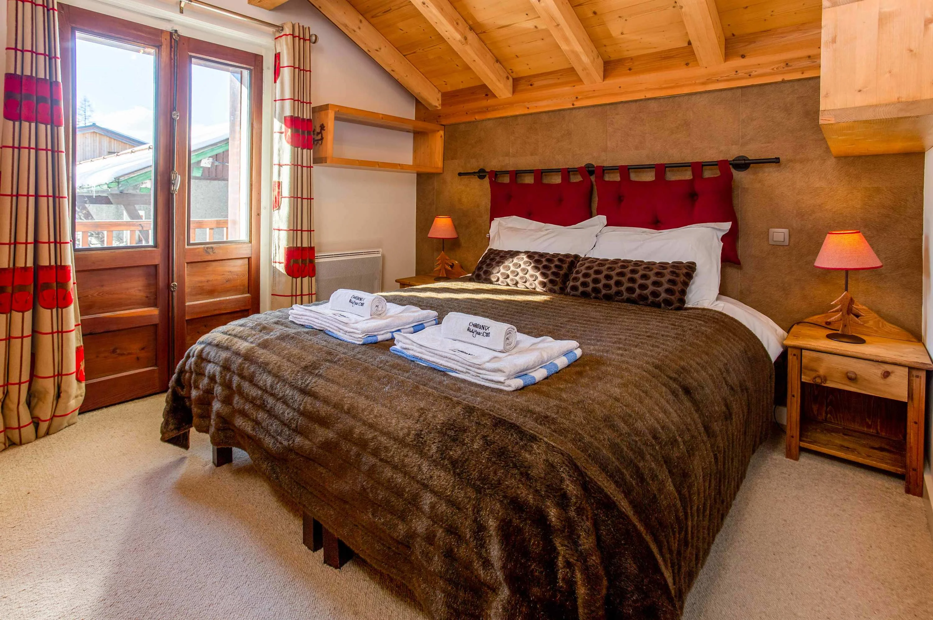Double or twin bedroom, with balcony facing Mt Blanc
