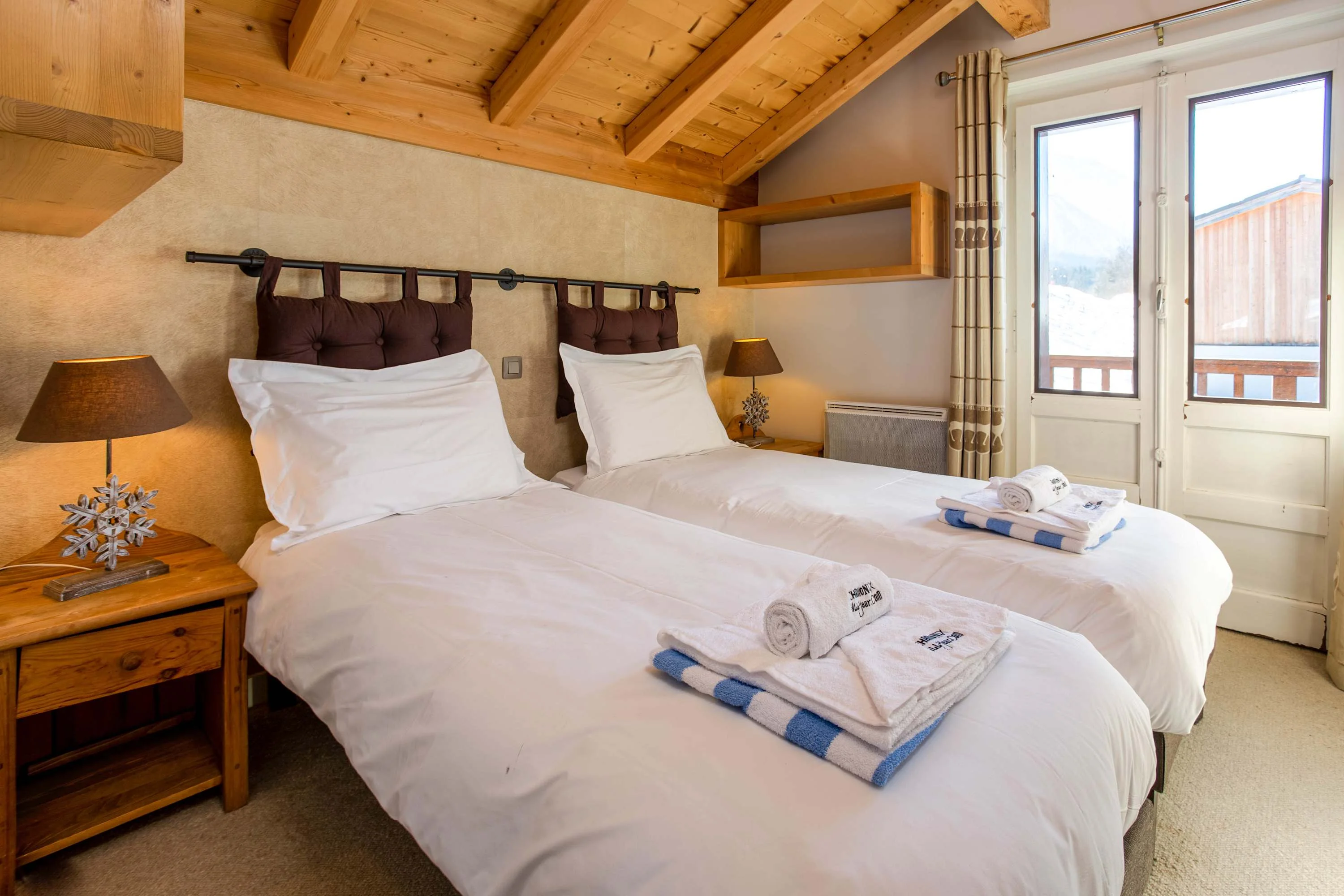 Double or twin bedroom, with balcony facing Mt Blanc