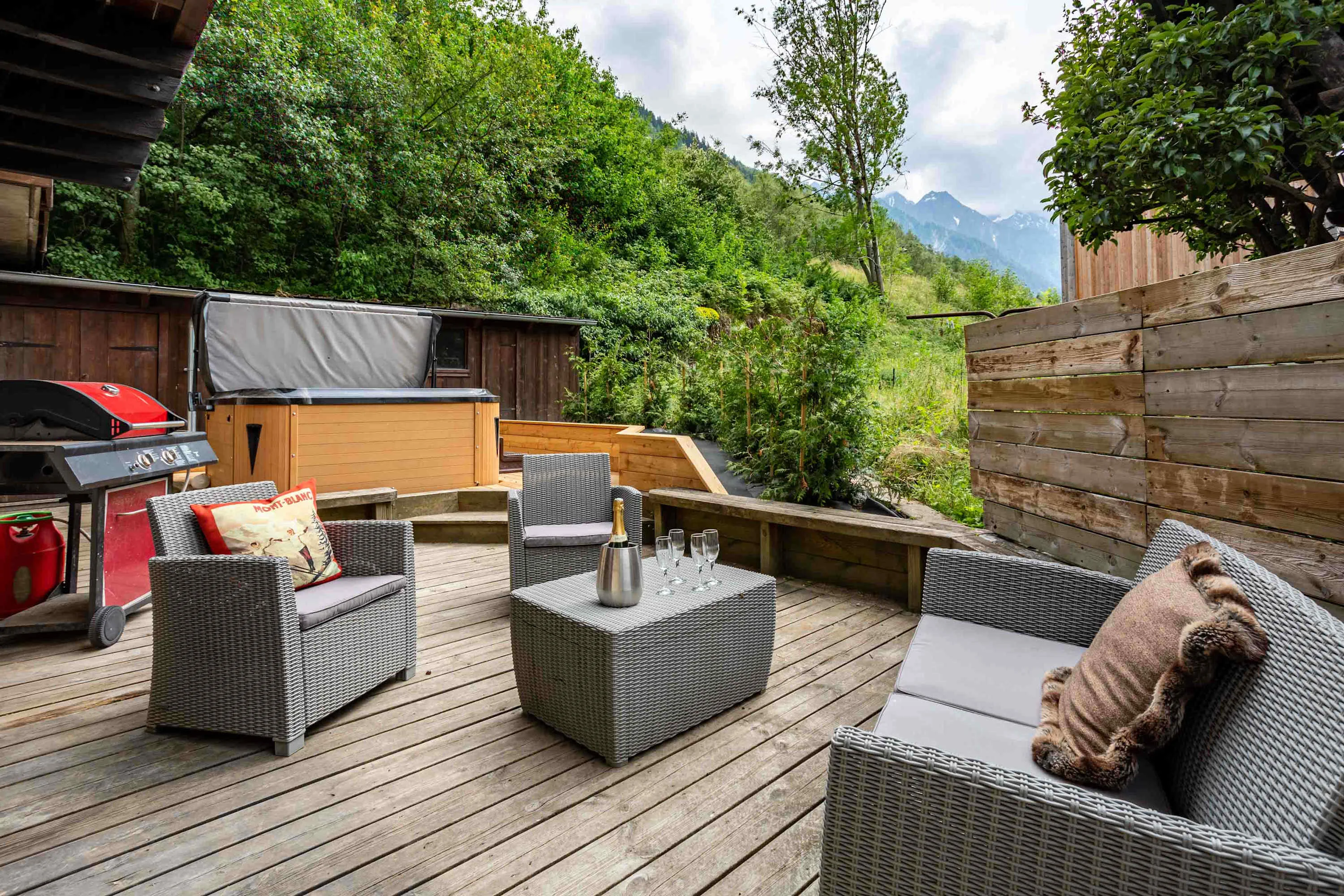Private decking with hot tub