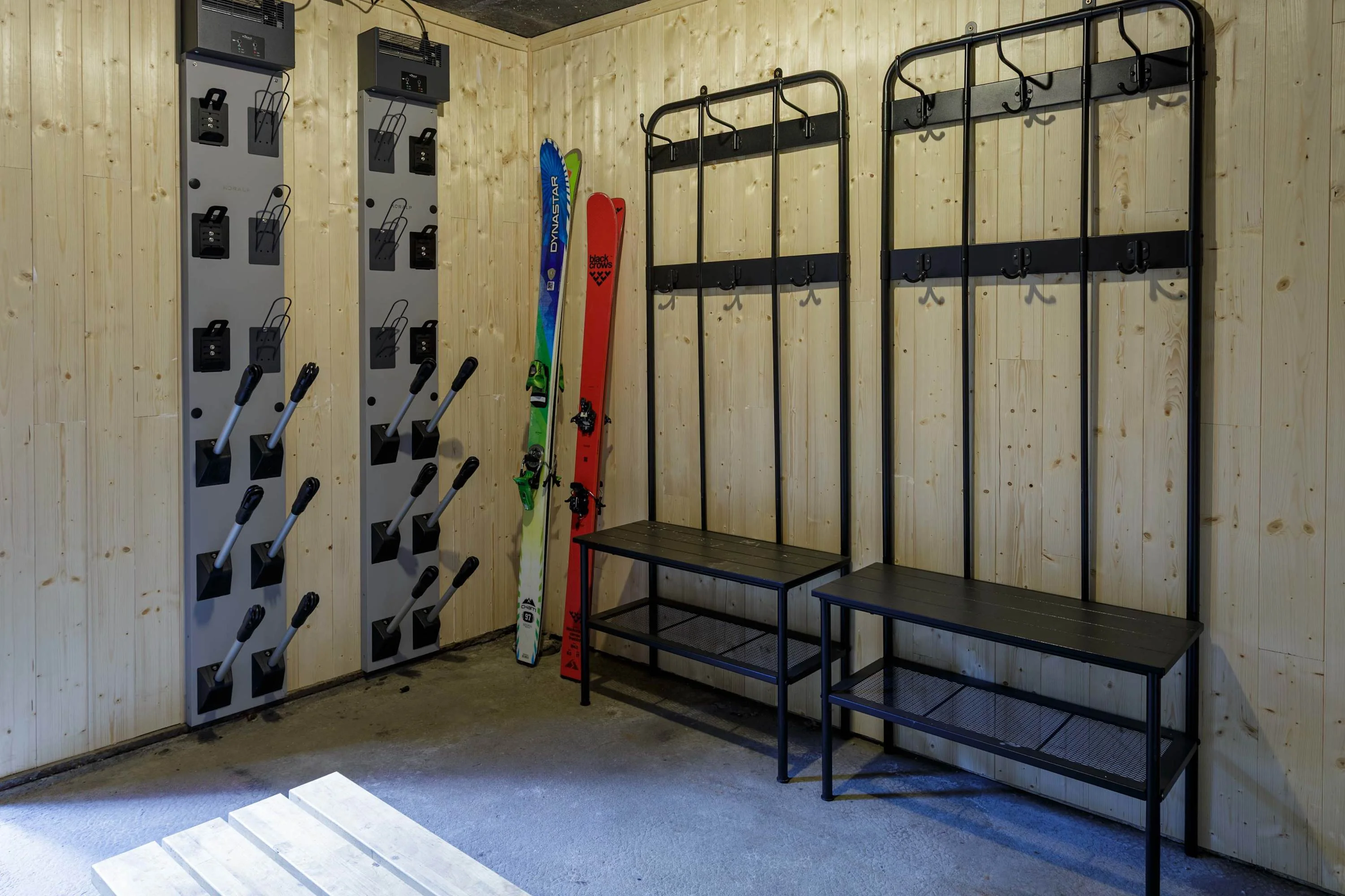 Ski room with boot warmers