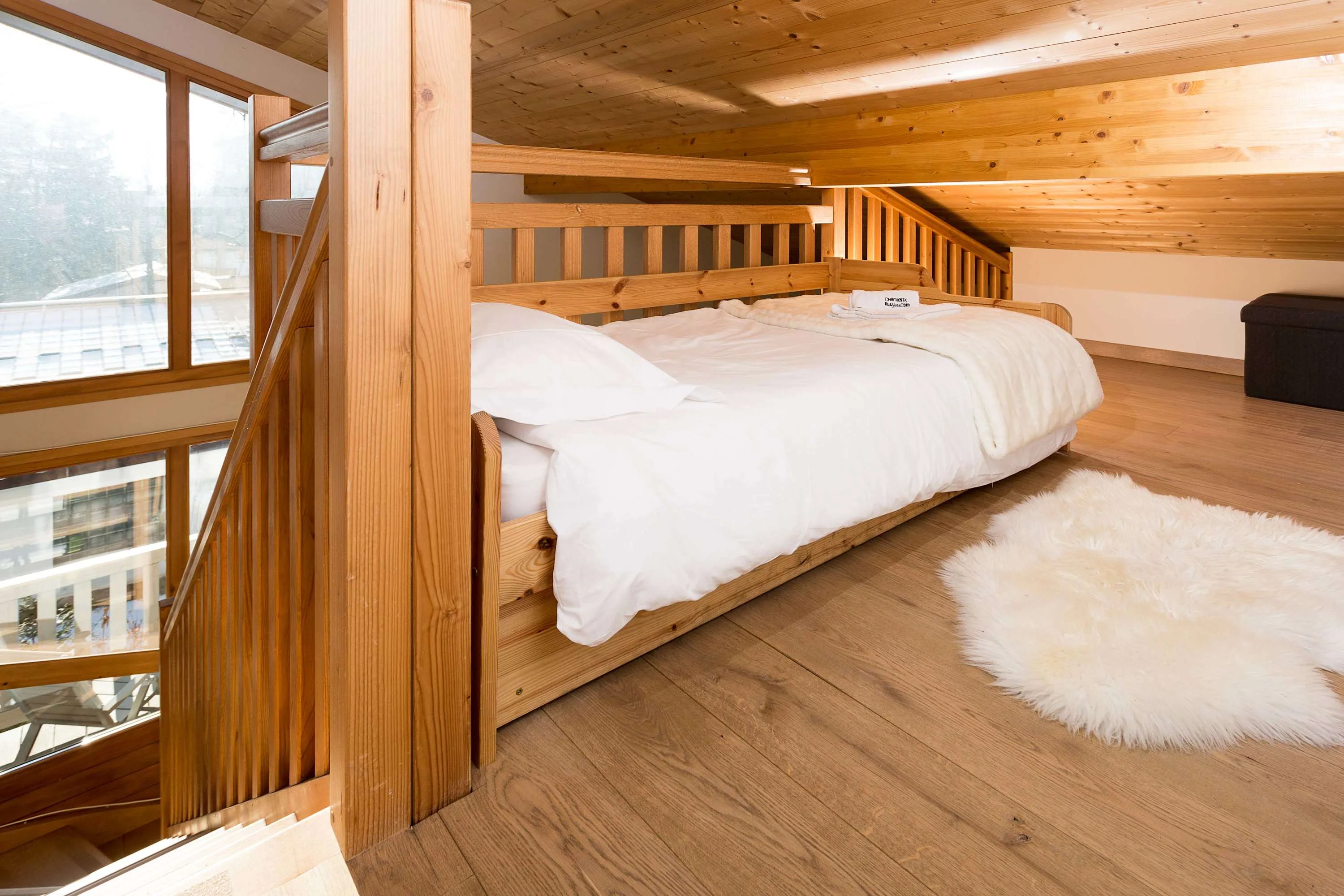 Mezzanine showing open plan area and single bed