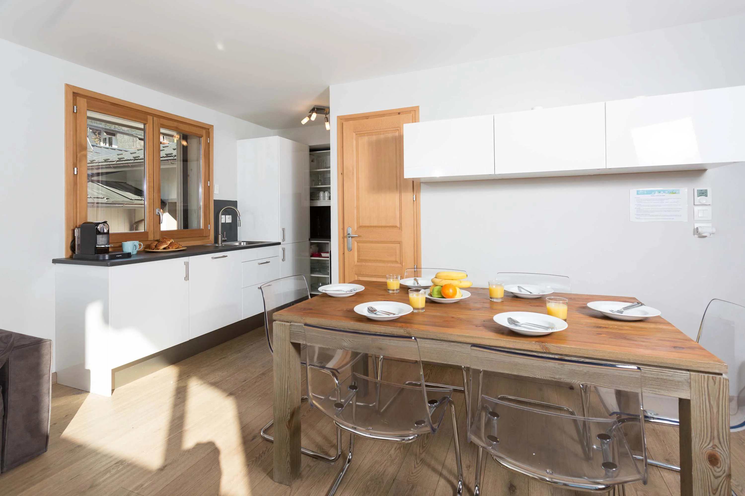 Kitchen and dining table with seating for 6