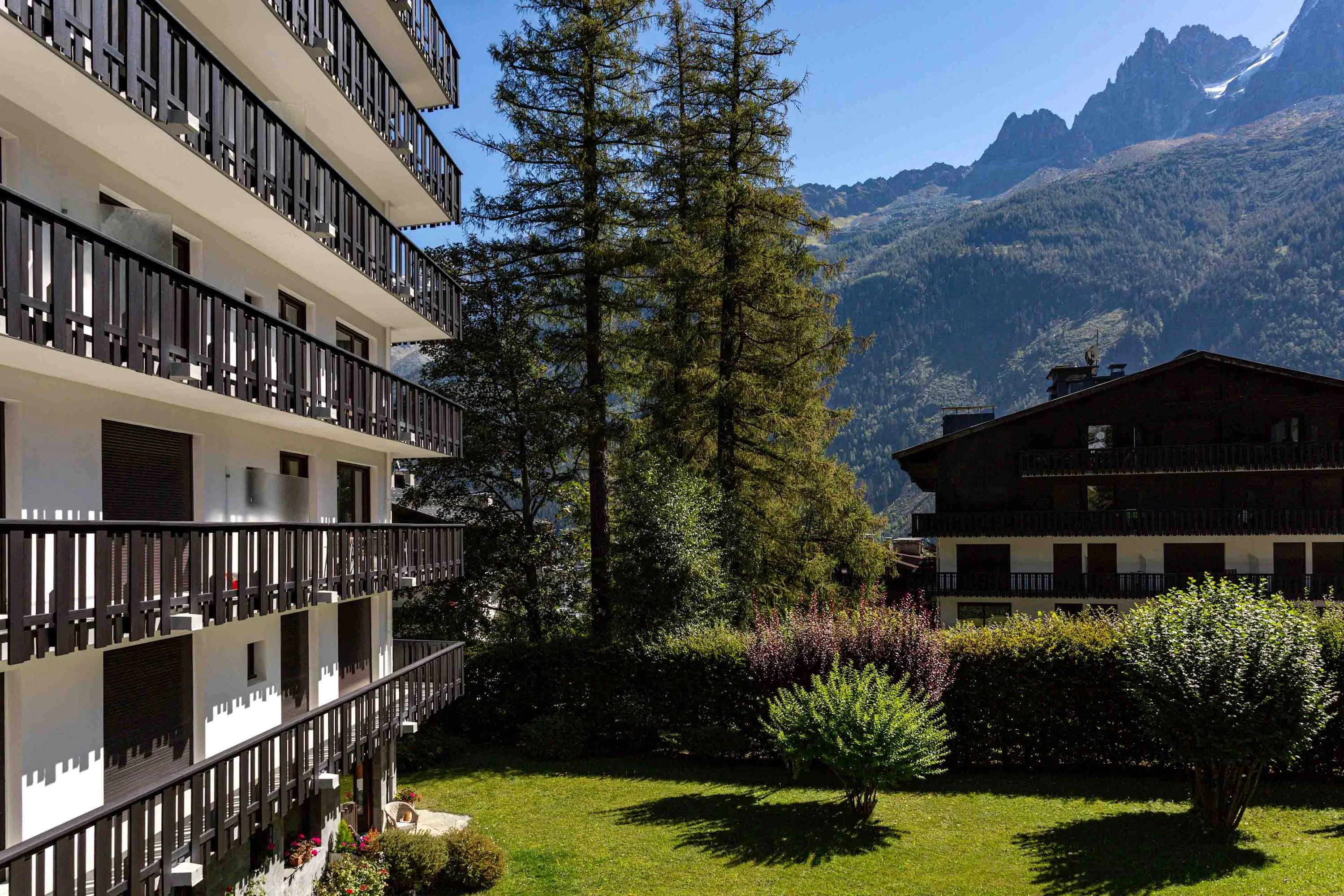 Exterior view of apartment building in Summer