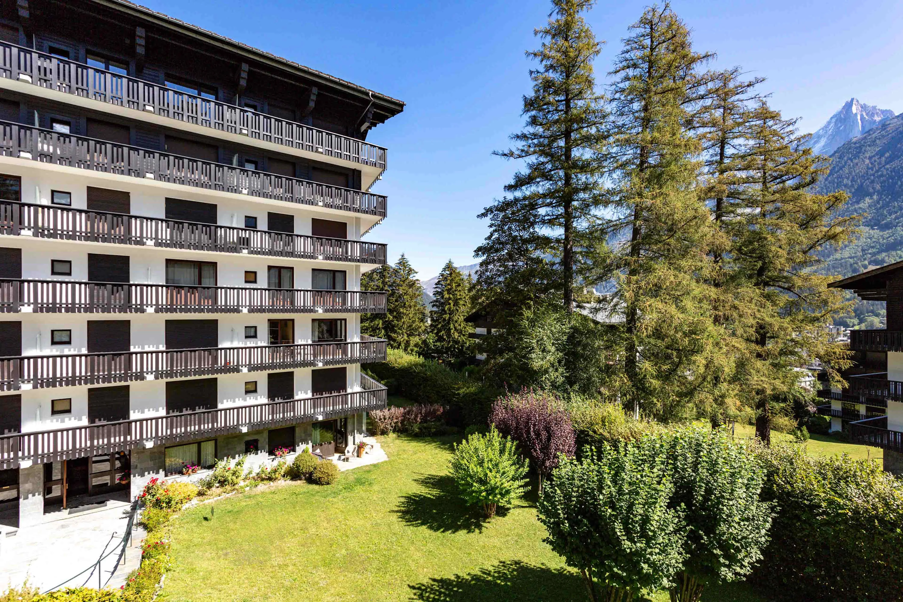 Exterior view of apartment building in Summer