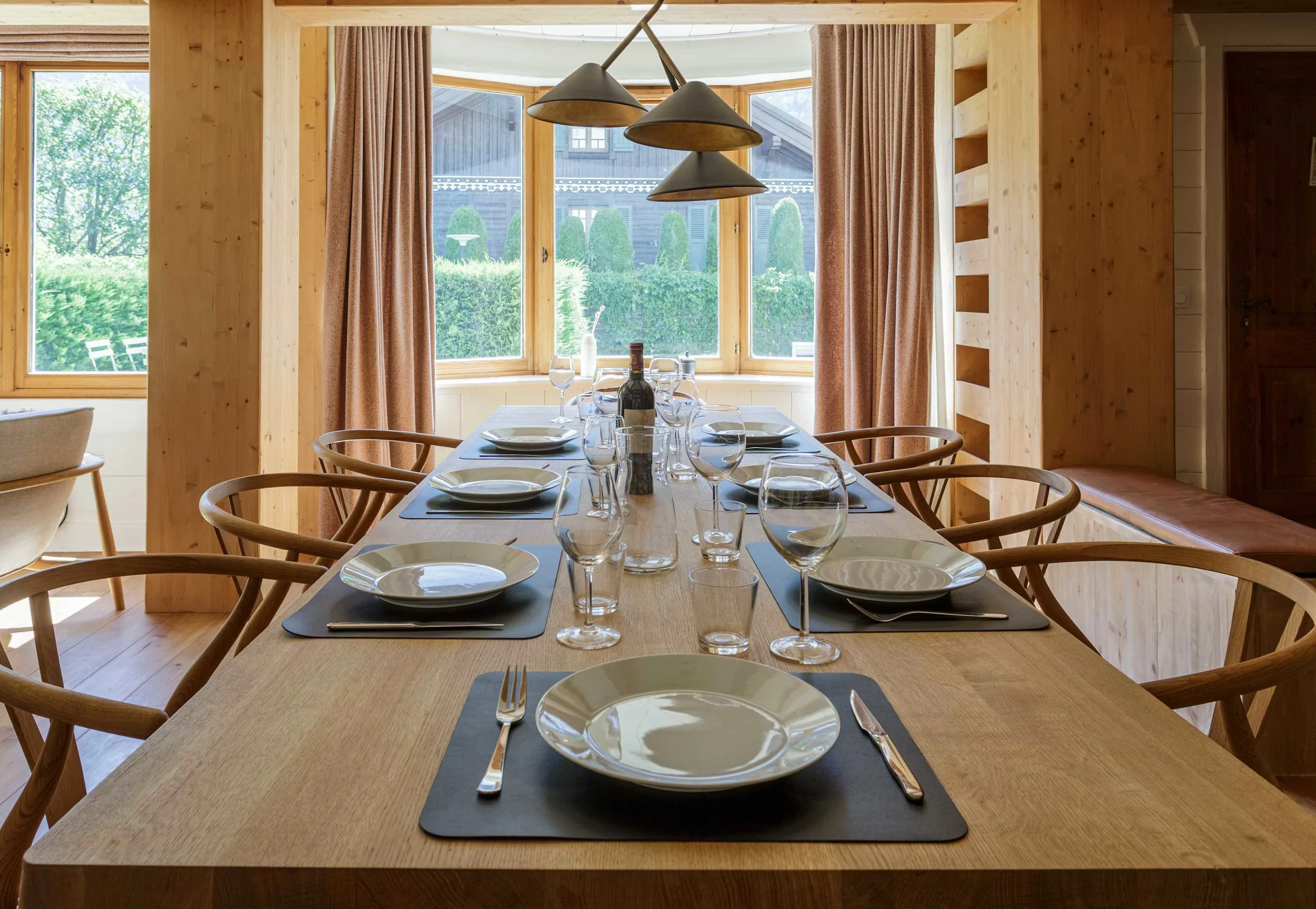 Dining table seats 8 comfortably
