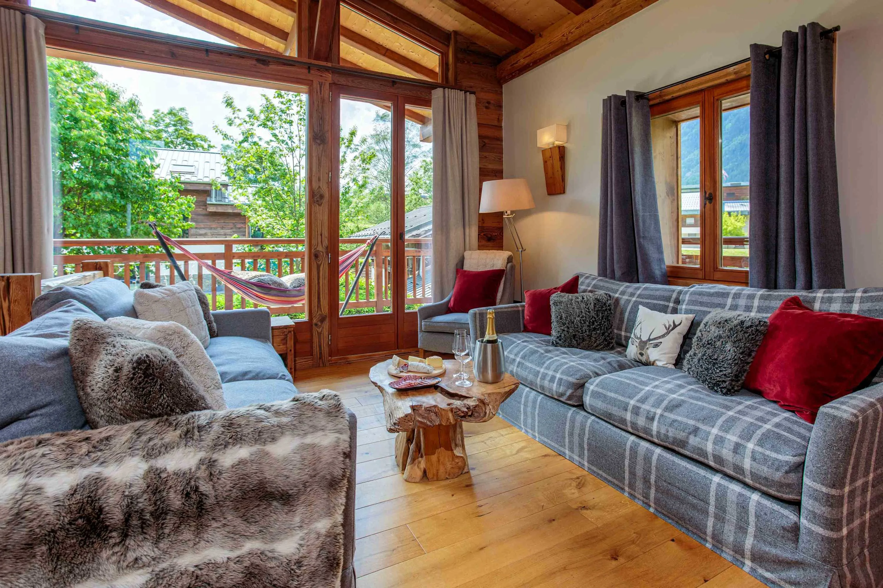 Floor to ceiling windows onto balcony