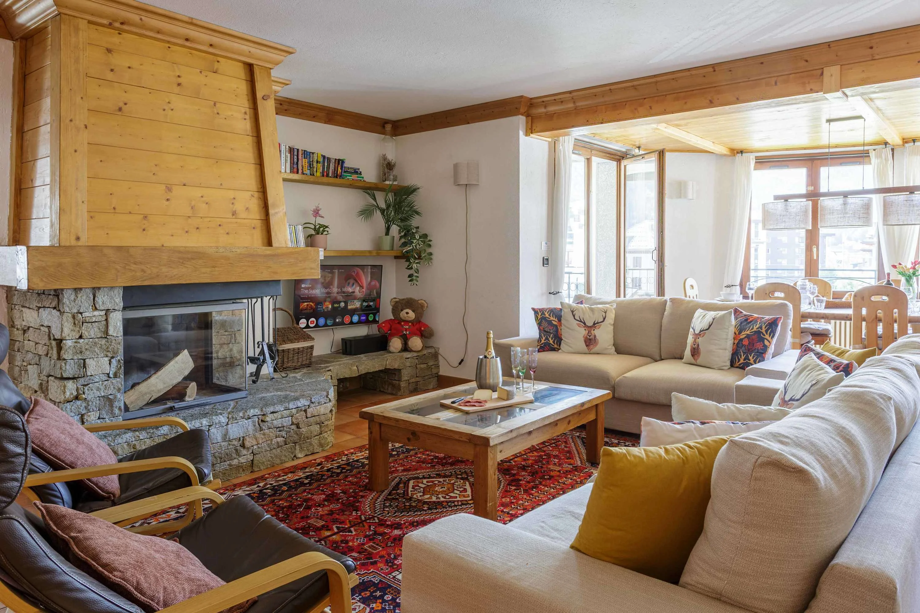 Living area with fireplace