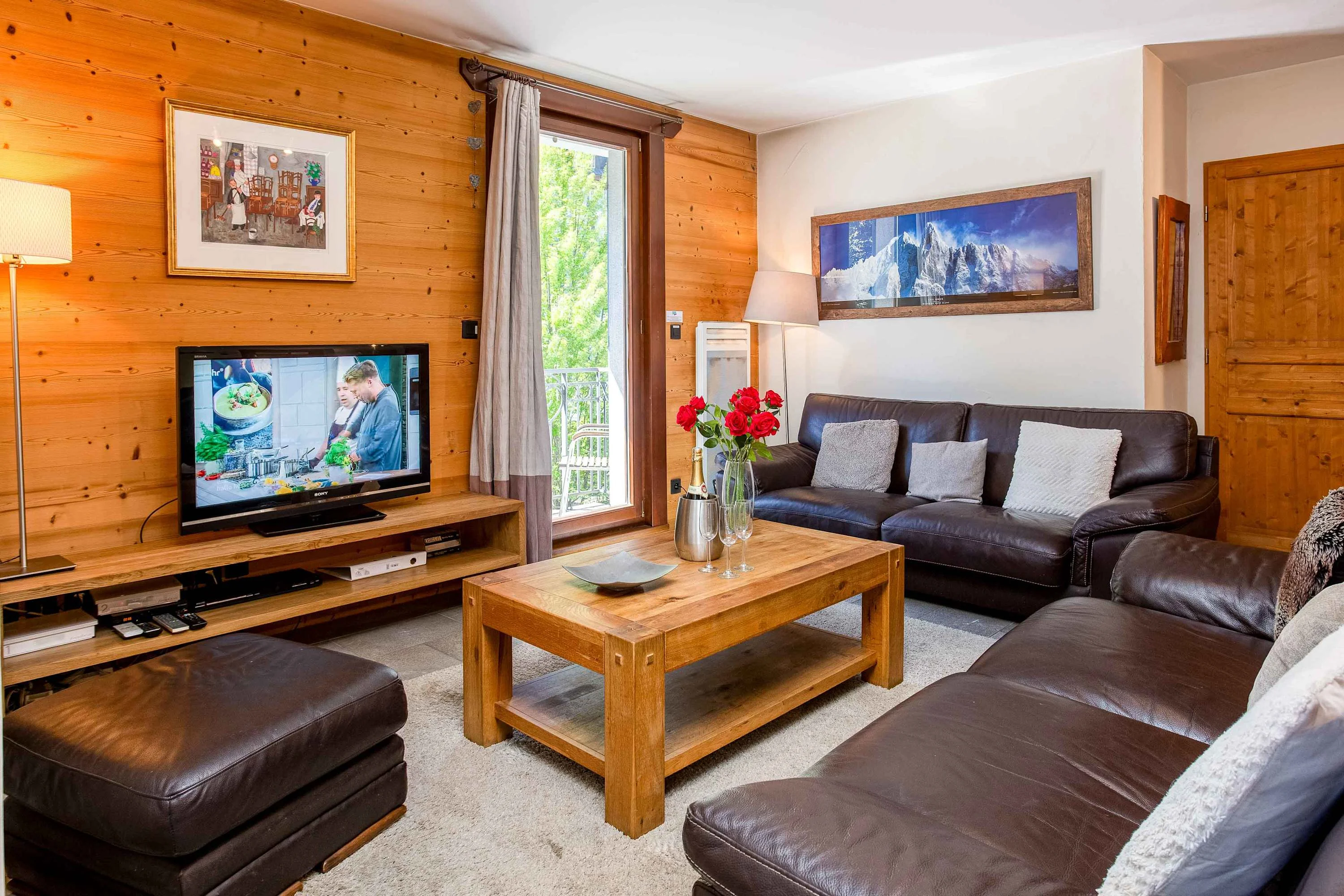 Spacious living area with sofas
