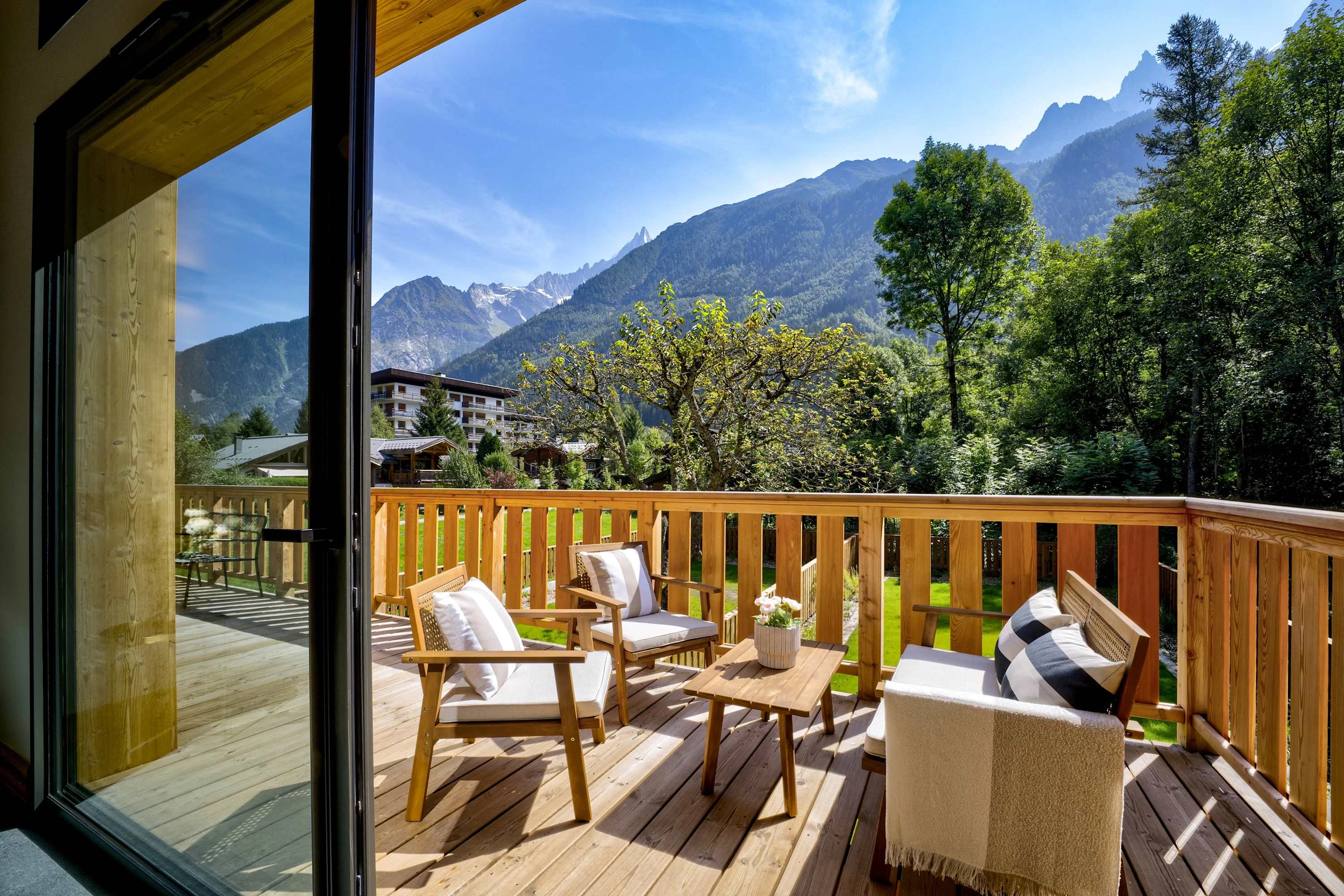 Balcony off living room with exceptional views