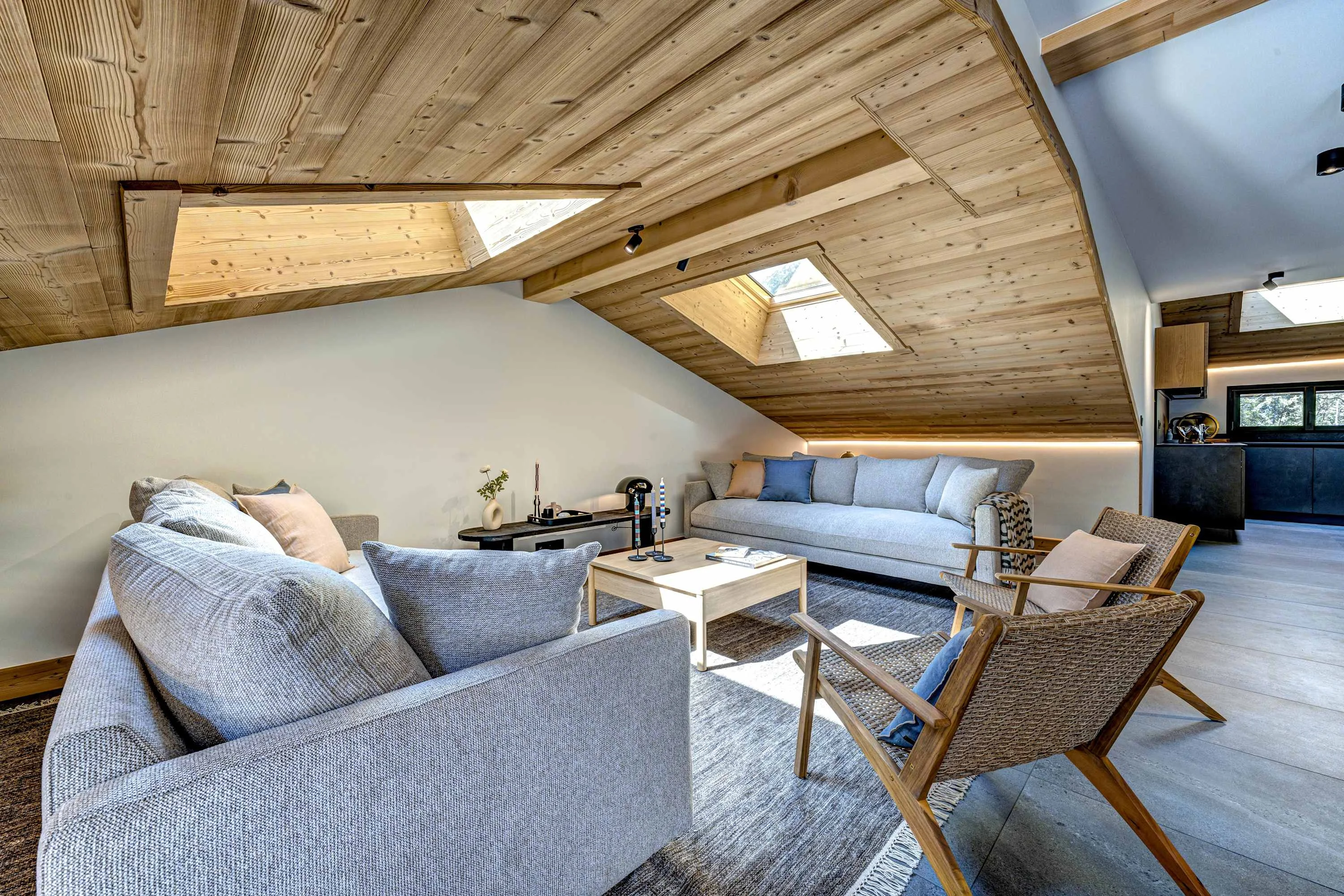 Lounge area with velux windows