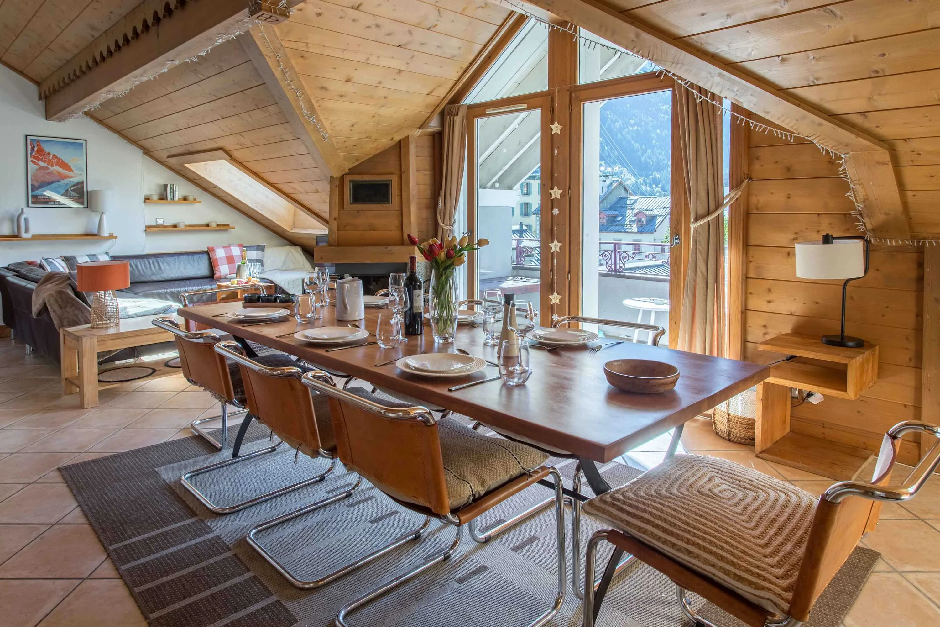 Dining table seats 8 comfortably