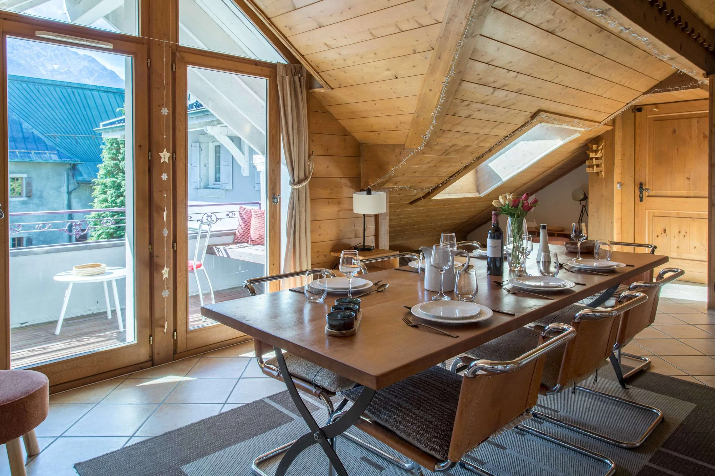 Dining table seats 8 comfortably