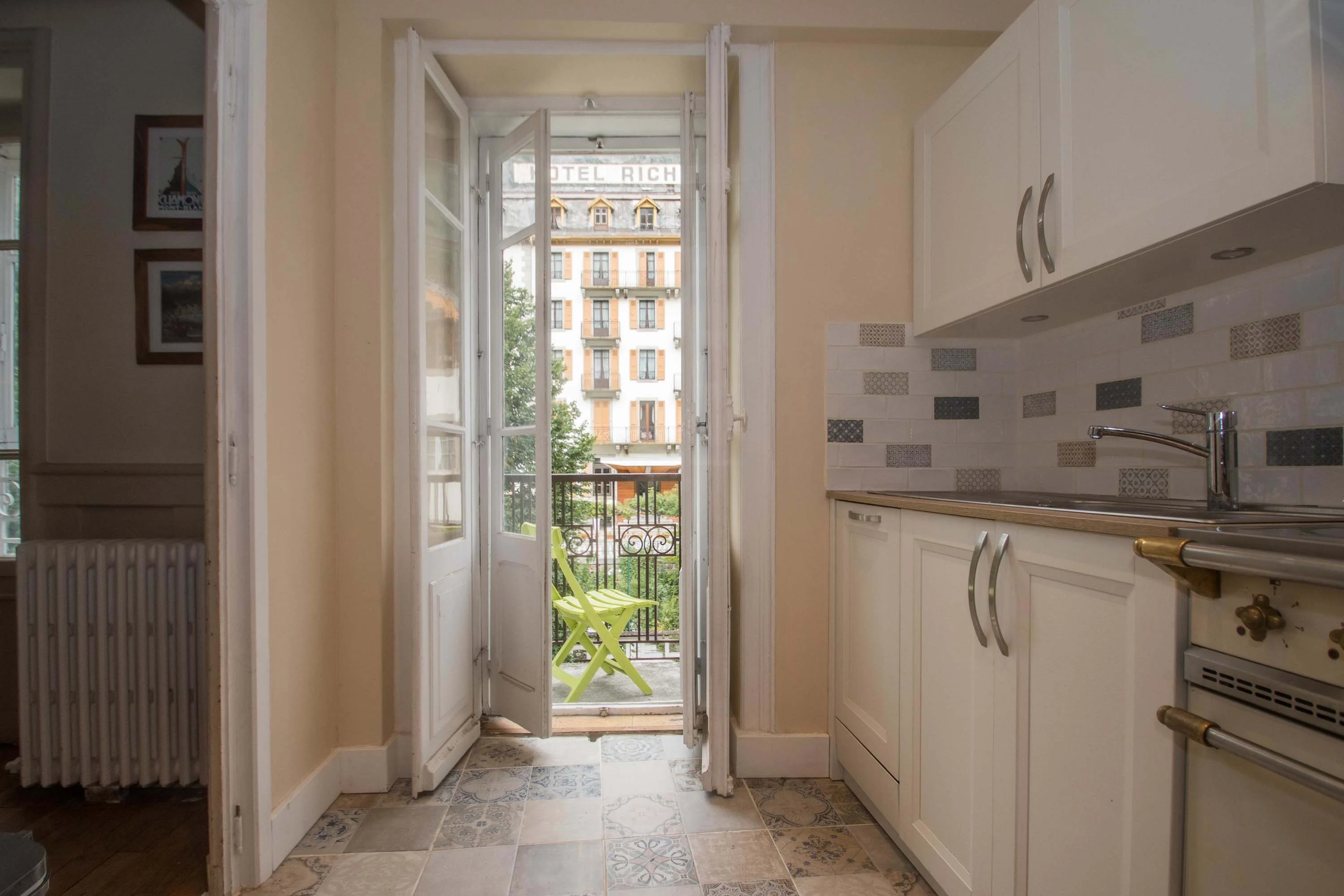 Kitchen with small balcony