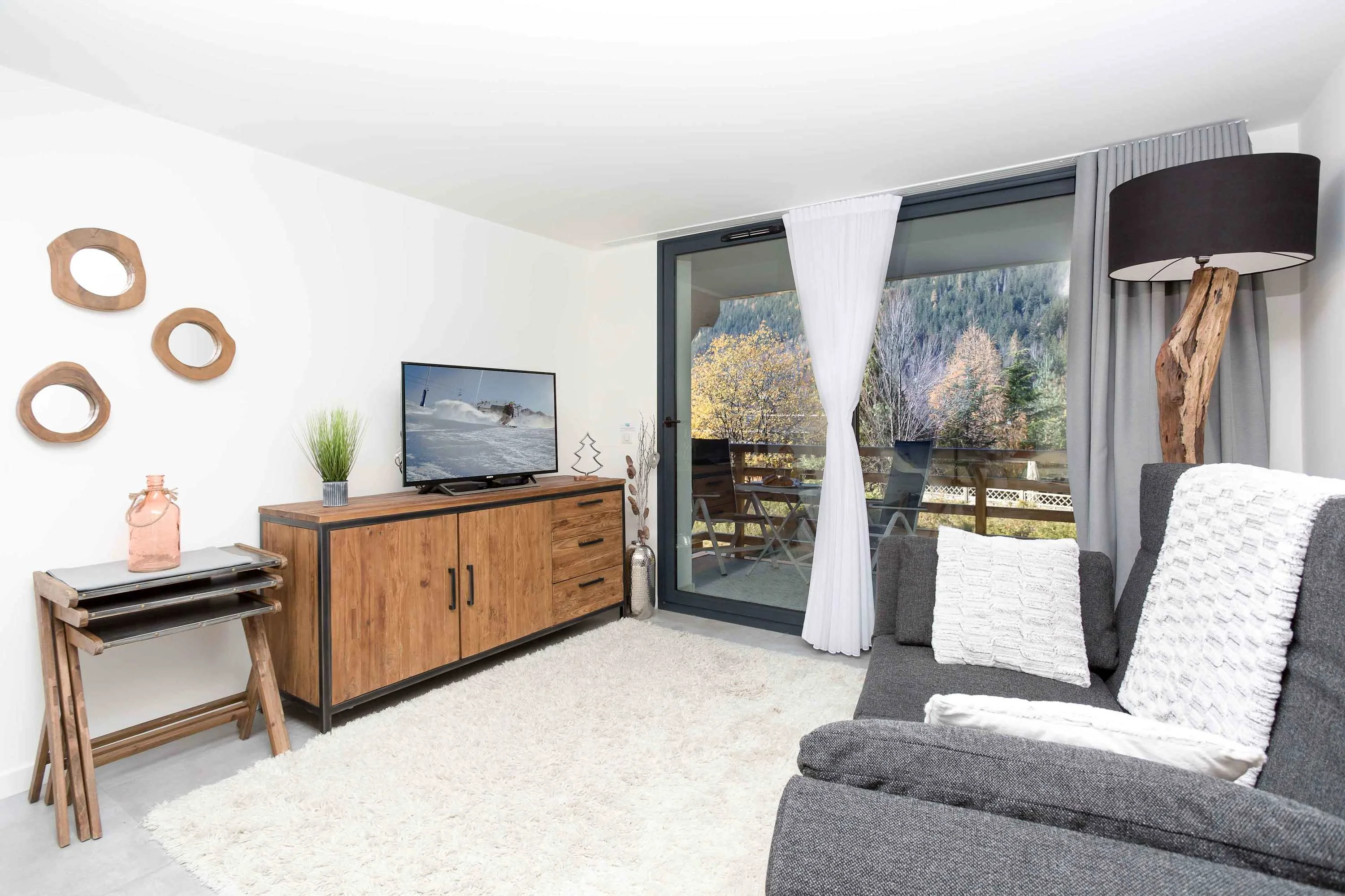 Living room opens onto balcony