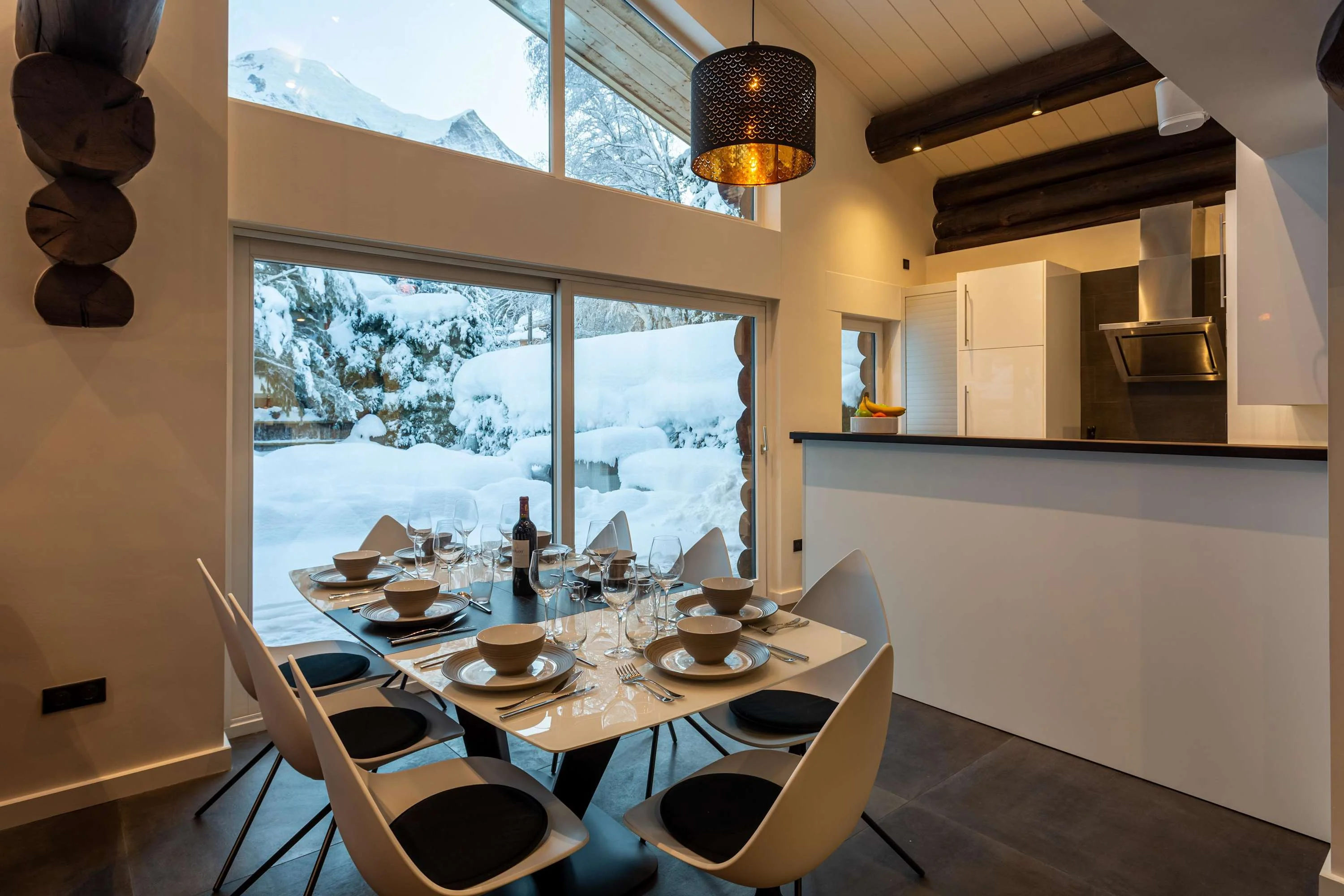 Dining and kitchen with access to garden