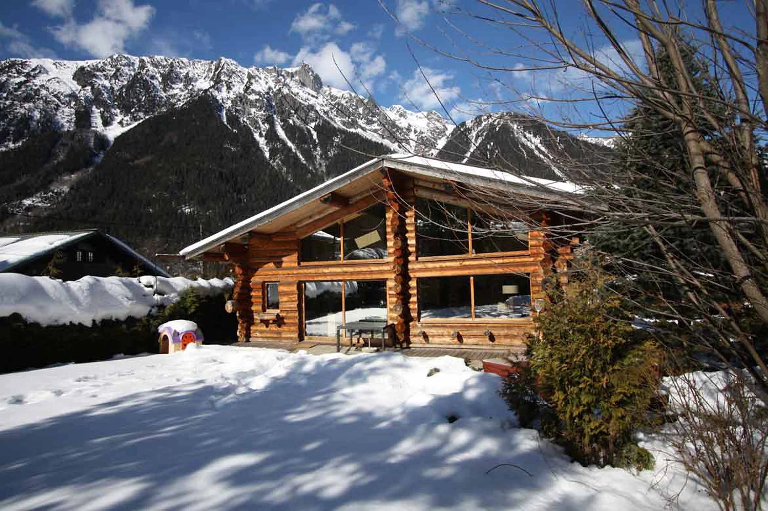 Exterior of chalet in Winter