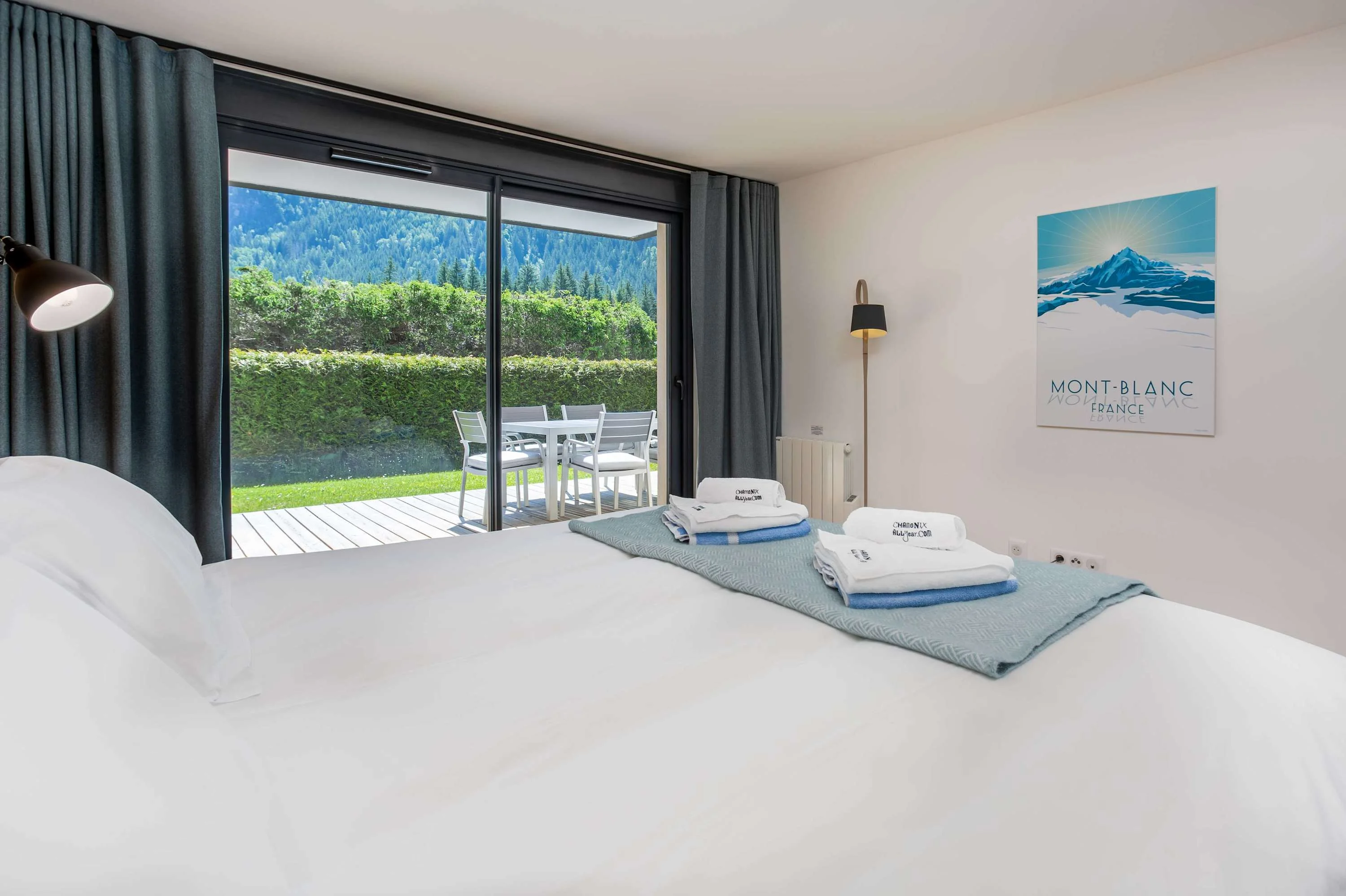 Master bedroom with ensuite and patio doors
