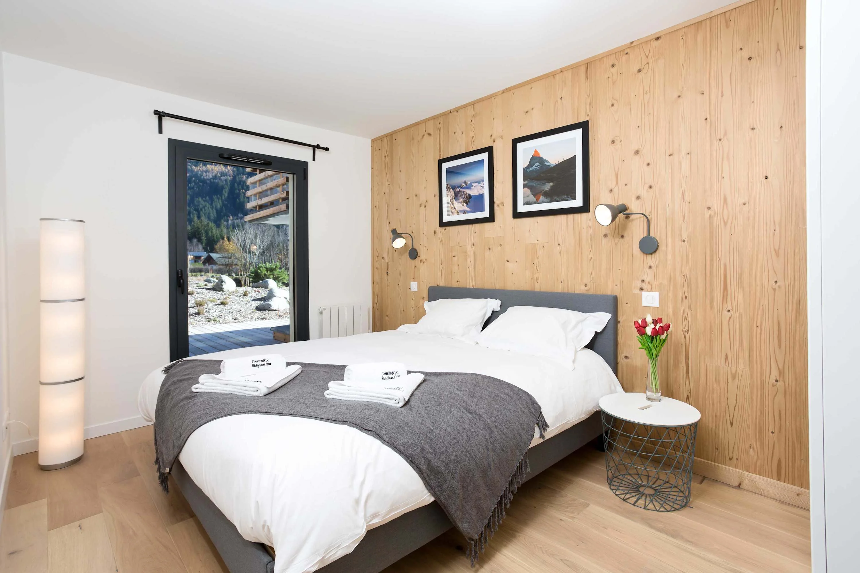 Master bedroom with direct terrace access & double bed