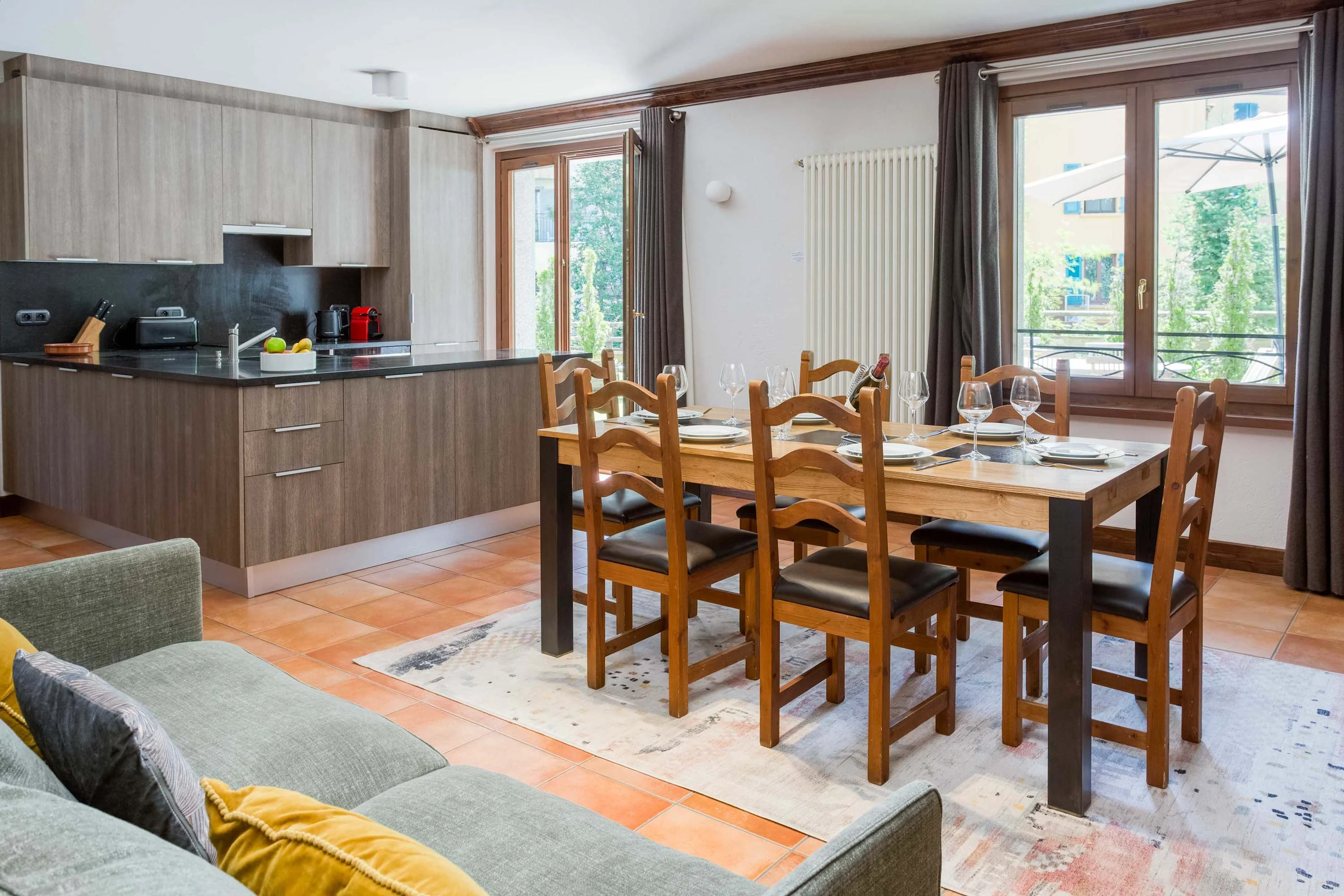 Dining area in Pothecary's open-plan living space
