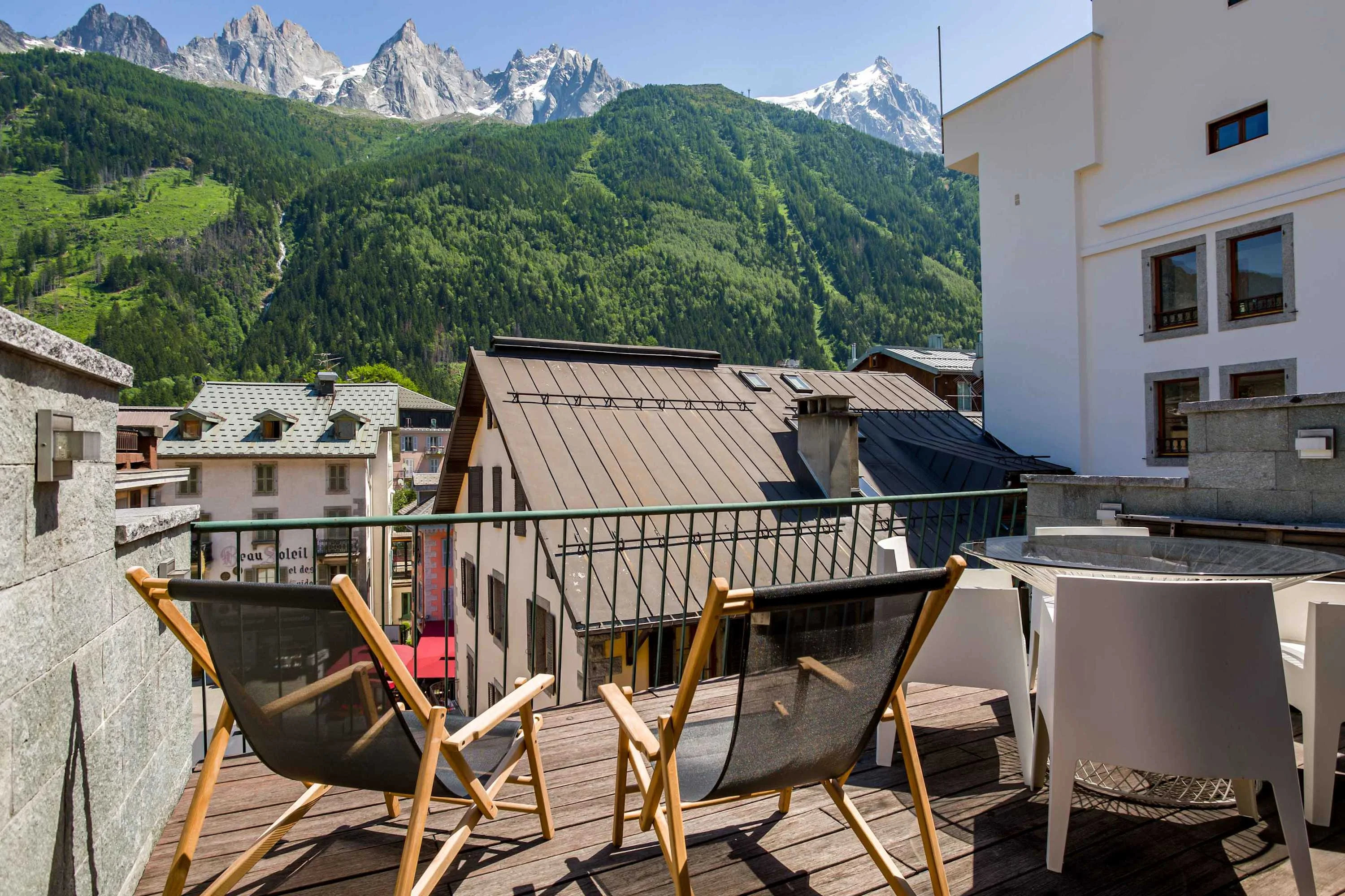 Terrace with deck chairs