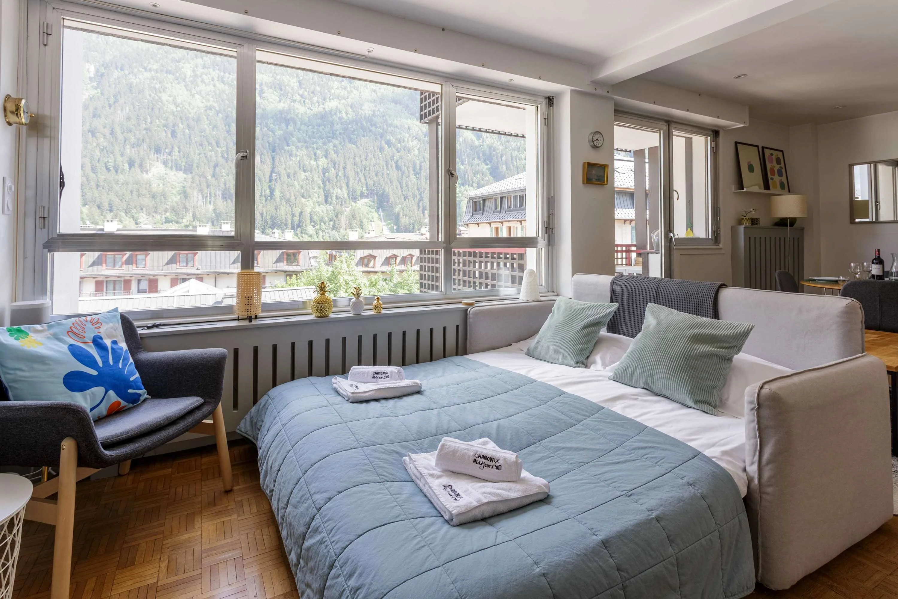 Sofa opens into a double sofa bed