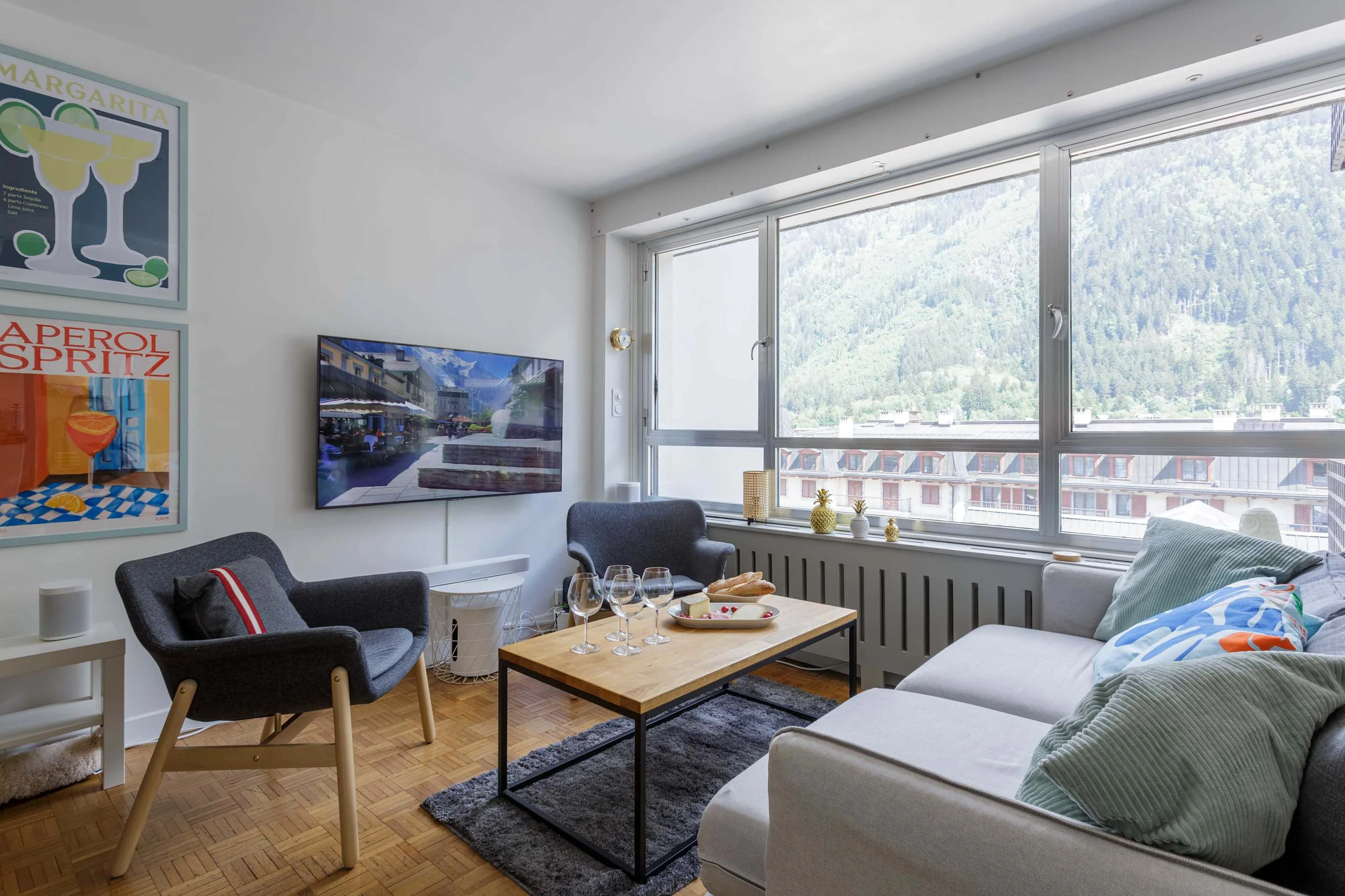 Living area with smart TV