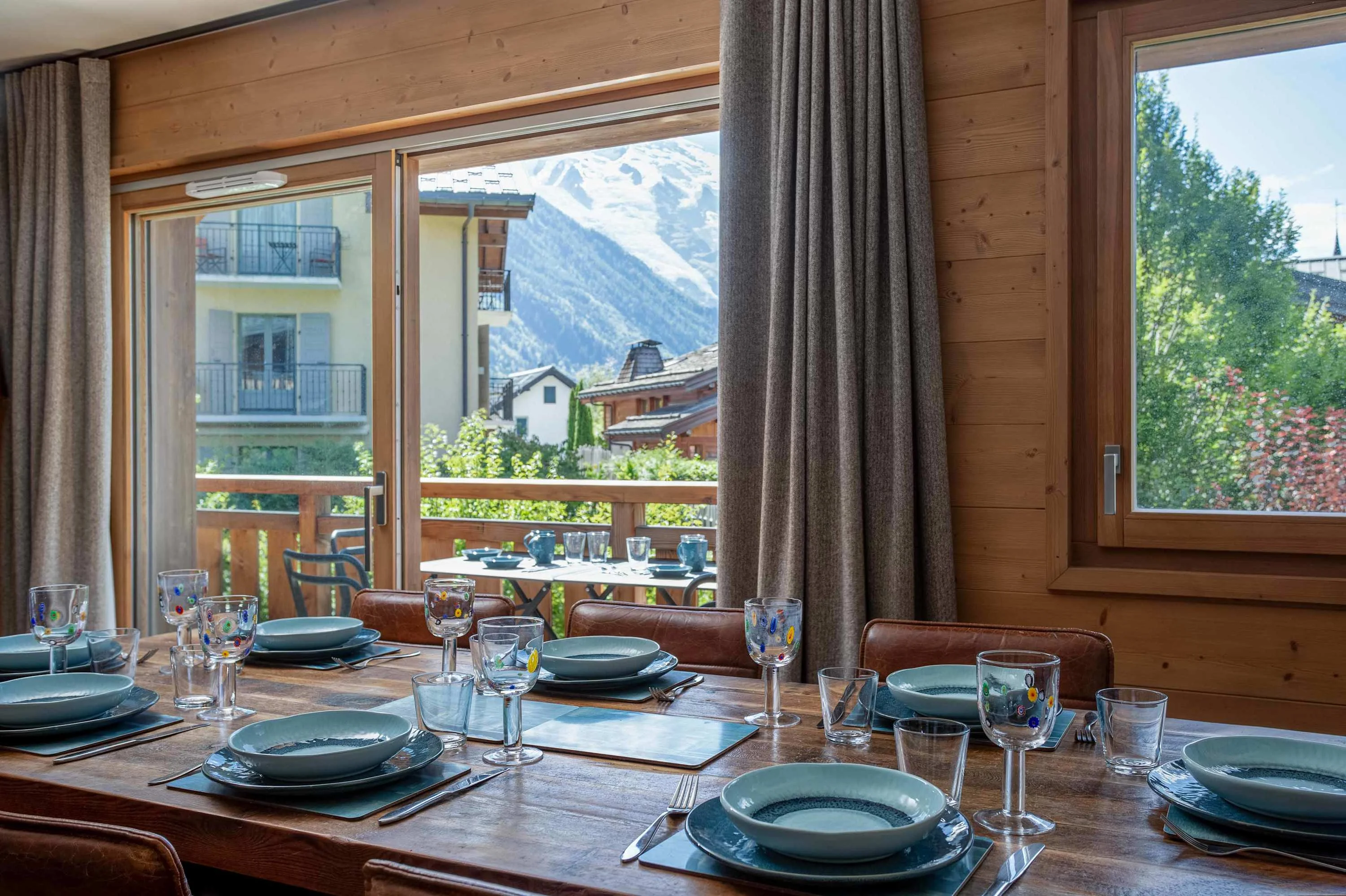 Dining table with mountain views